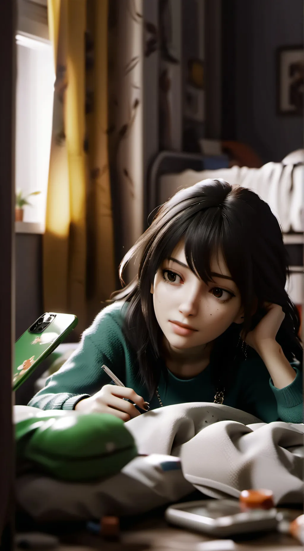 ai character: phone addition background