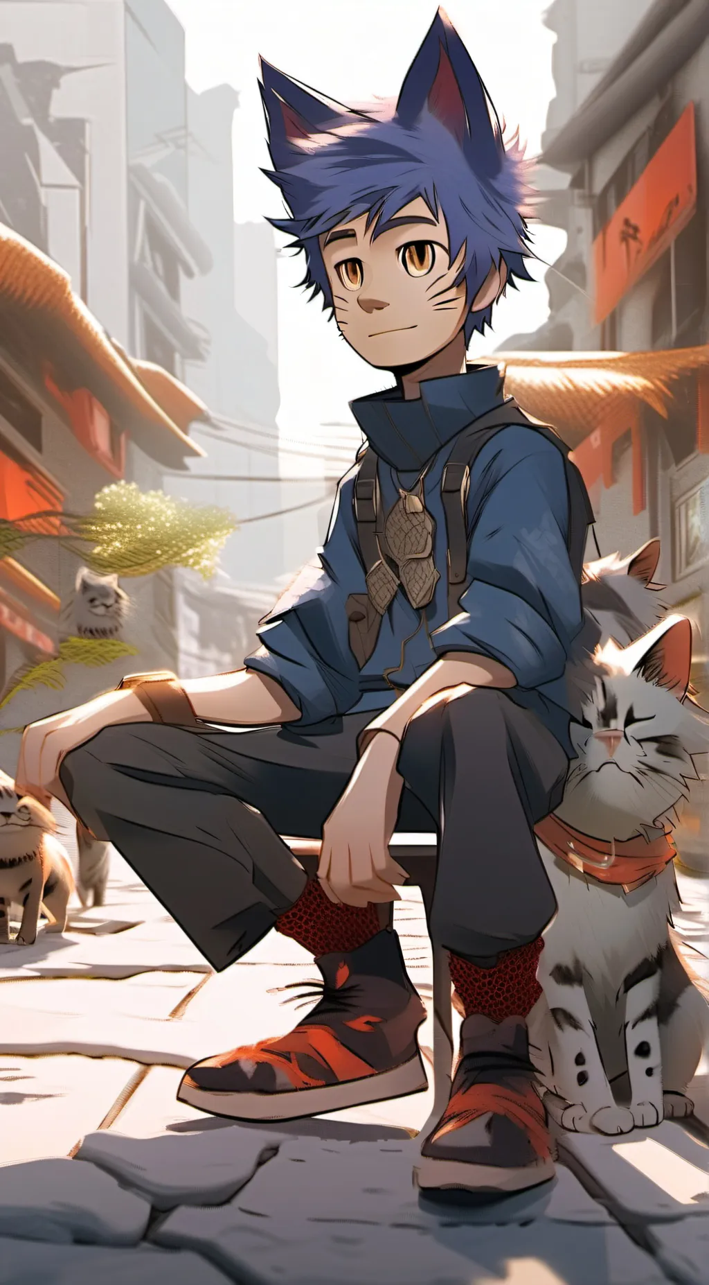 ai character: catboy  background
