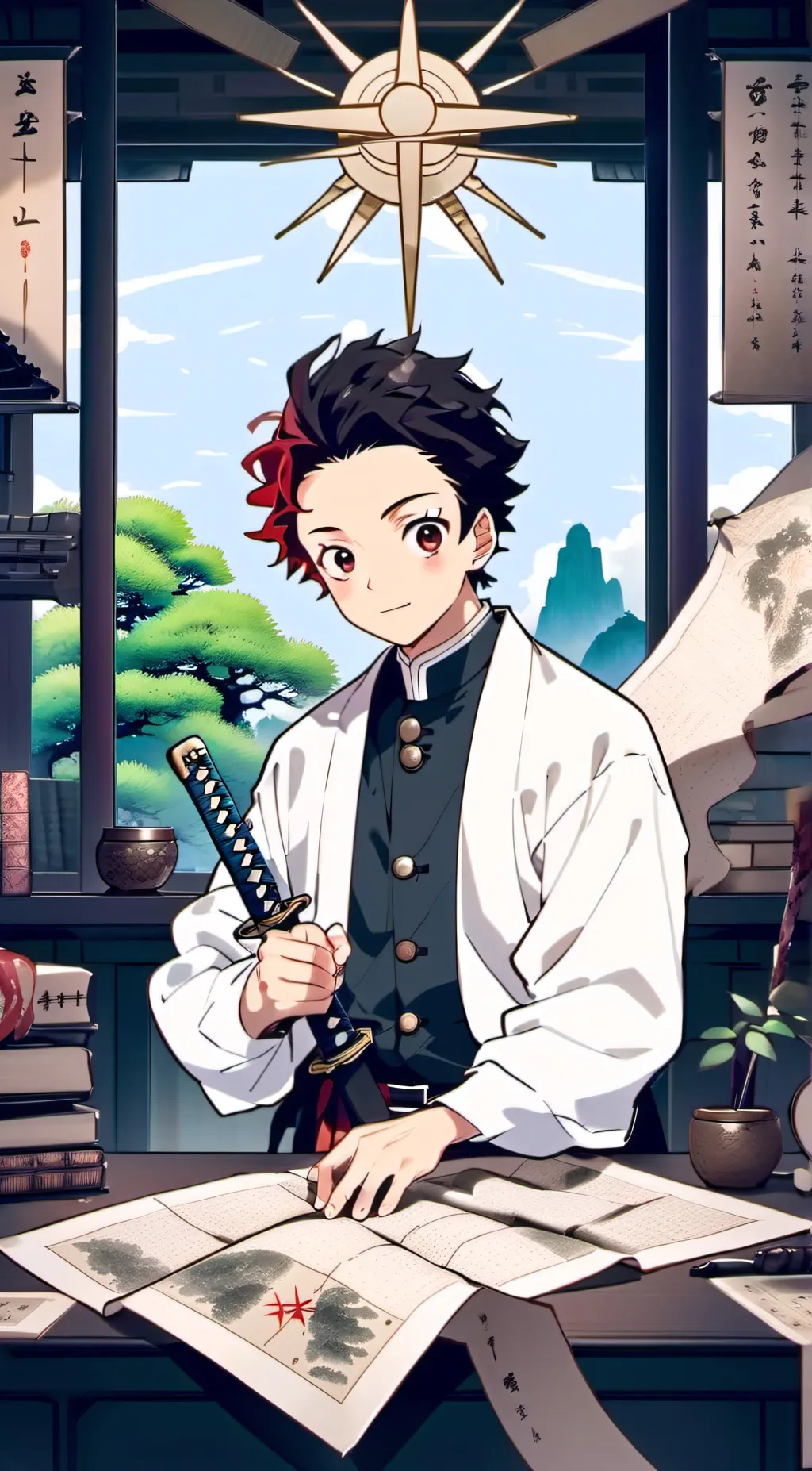 ai character: Tan at school background