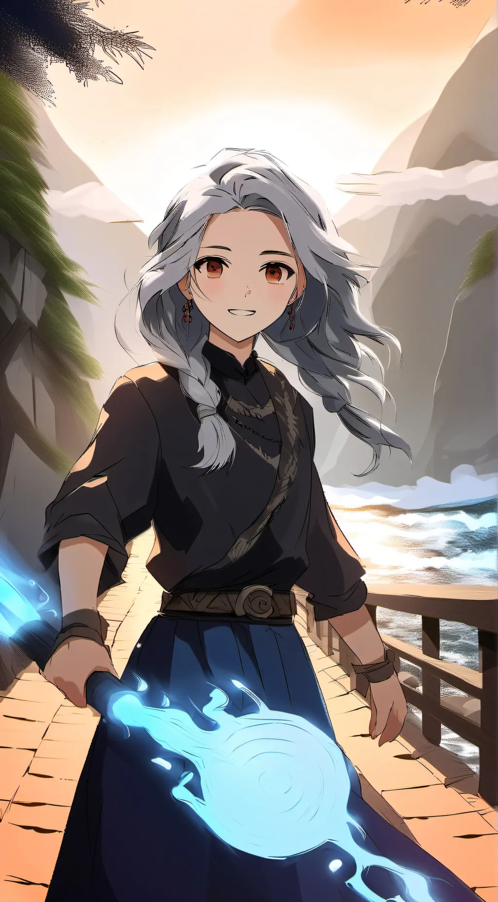 ai character: A water bender background