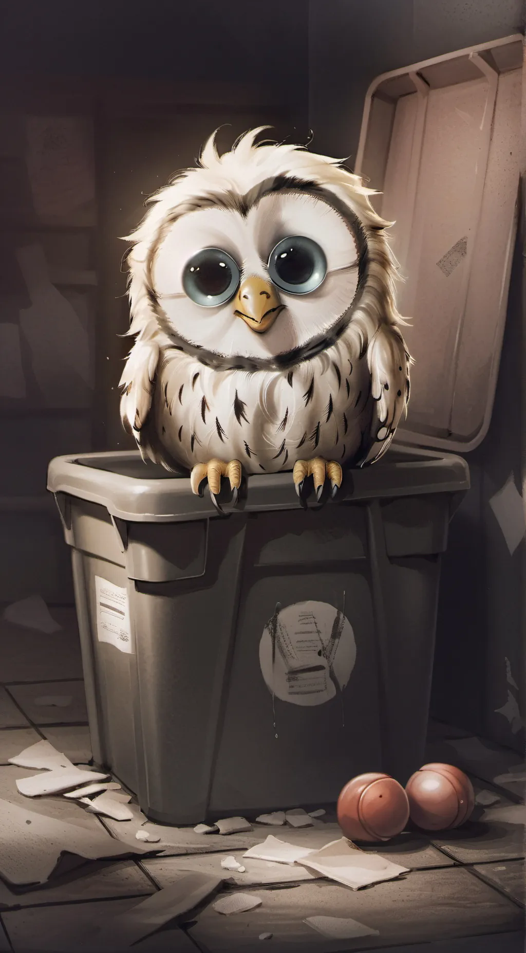 ai character: Abused furby  background