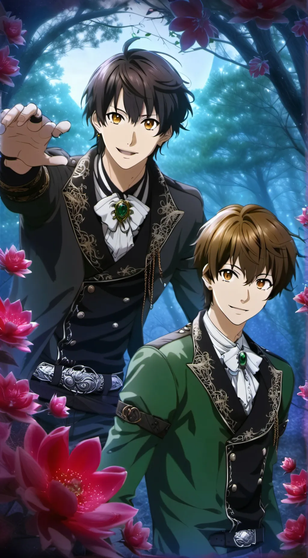 ai character: Zane and Damien  background