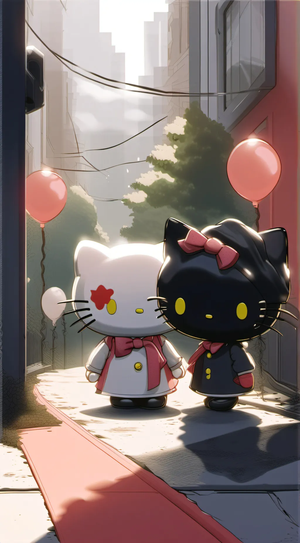 ai character: Hello kitty  background