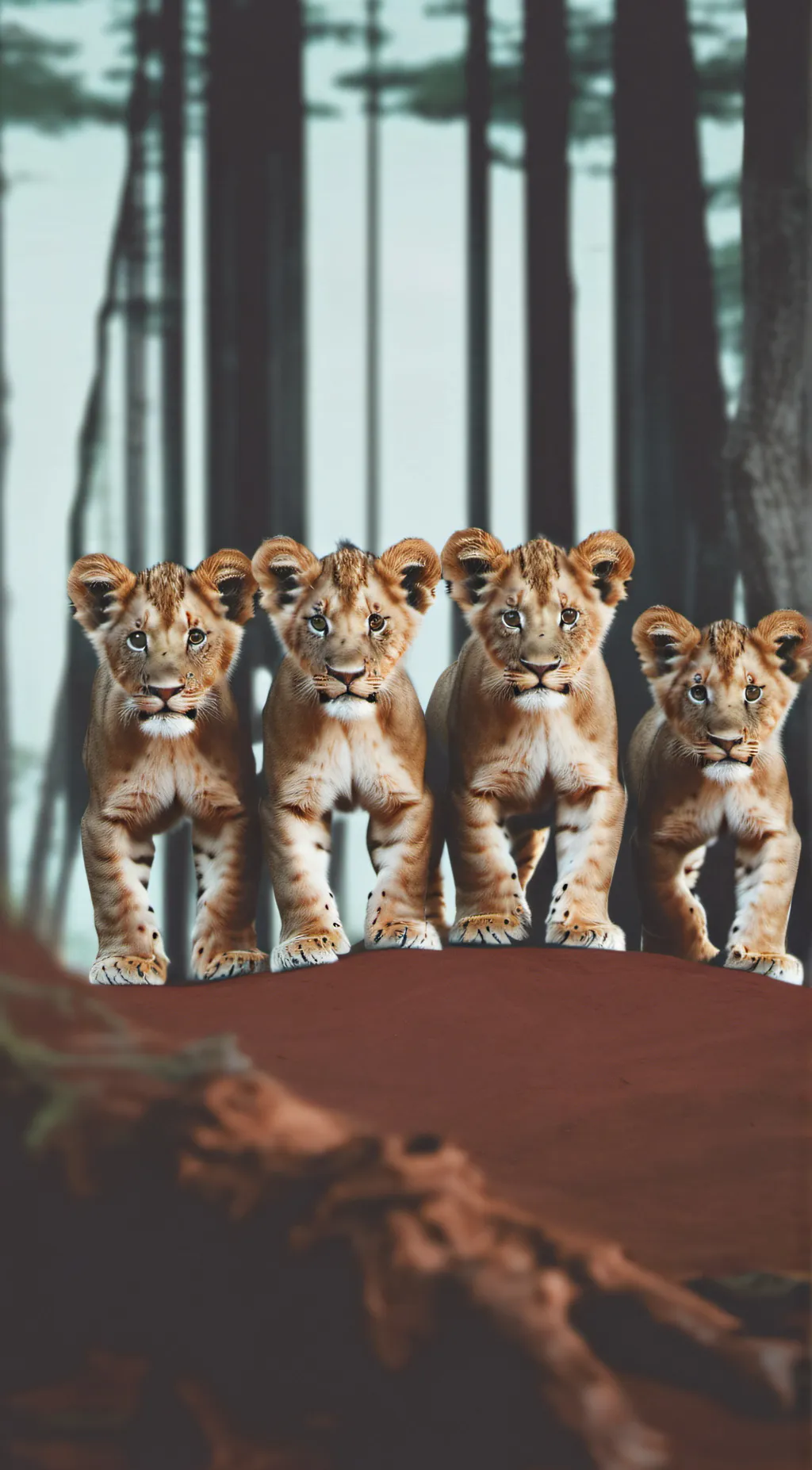 ai character: 4 lion cubs background