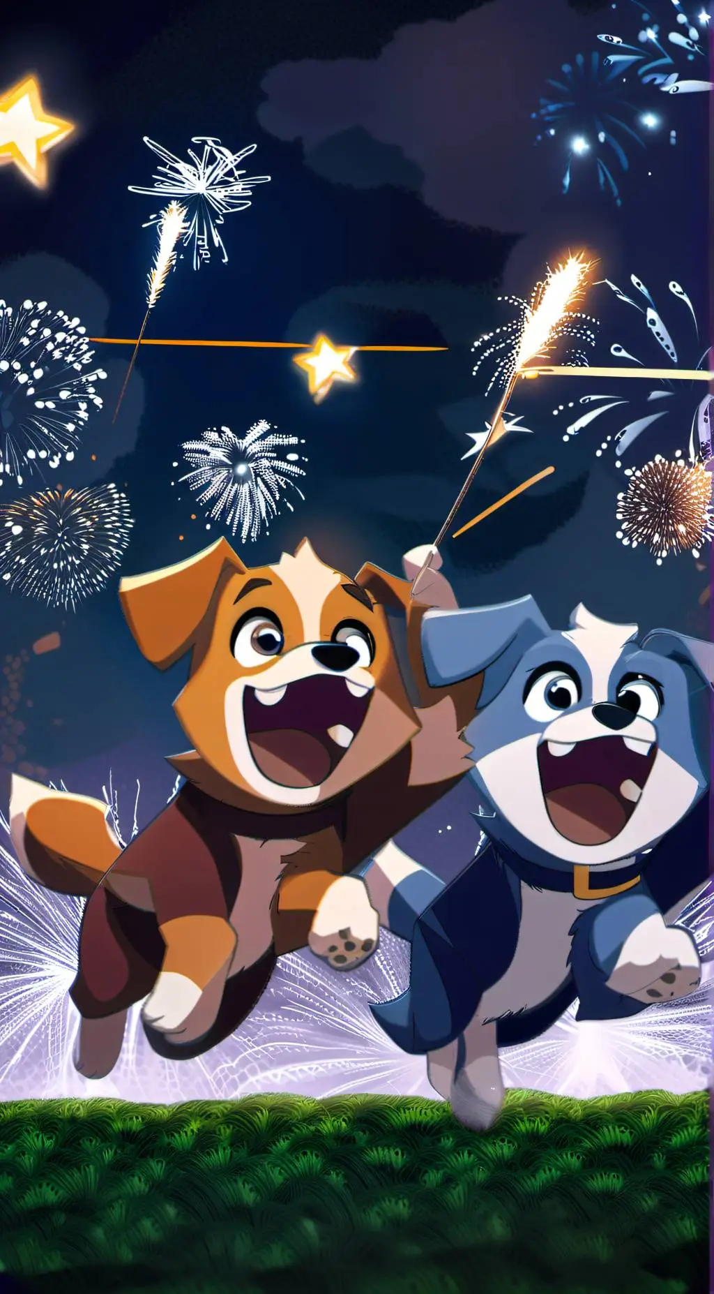 ai character: Bluey & Bingo background