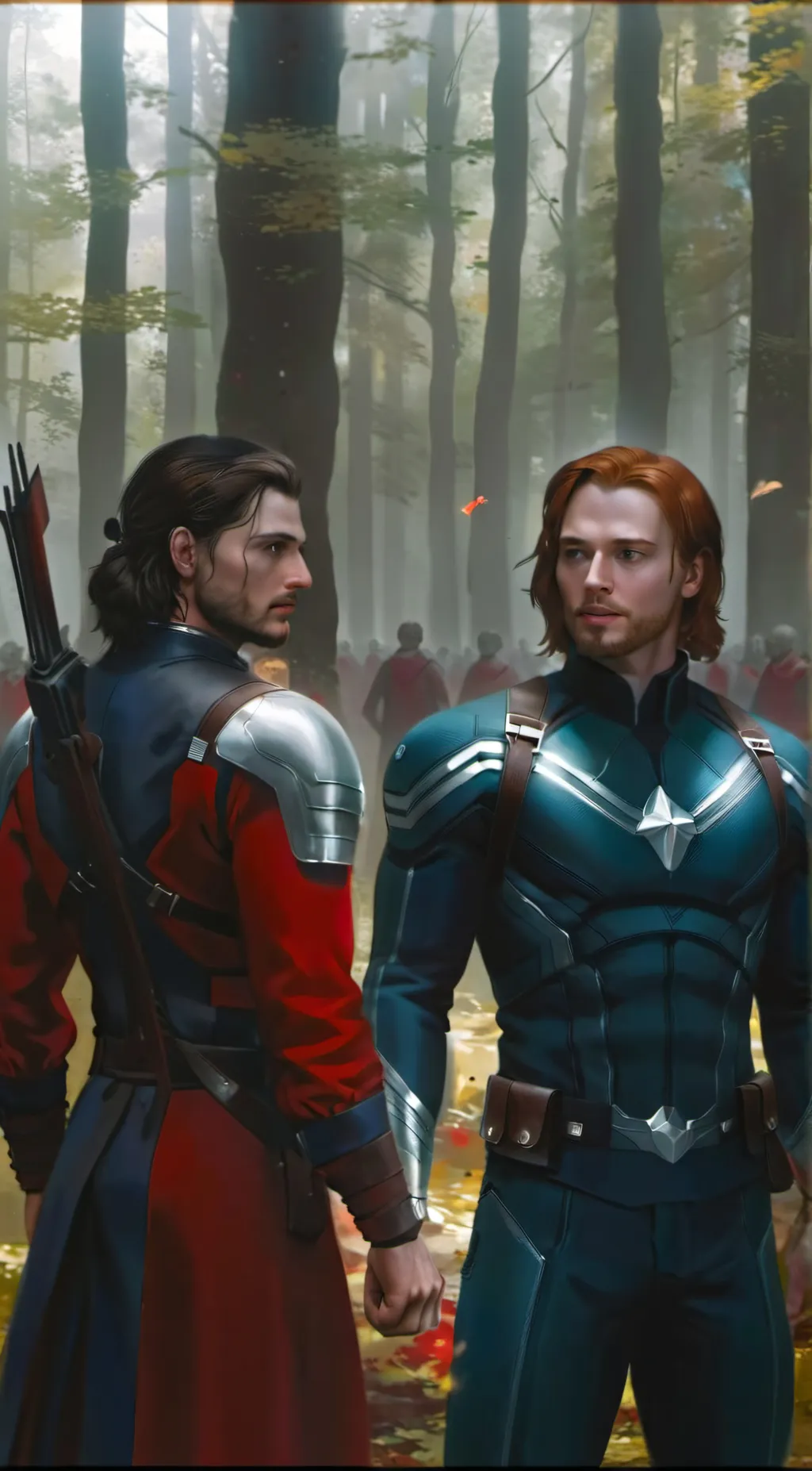 ai character: Steve and Bucky  background