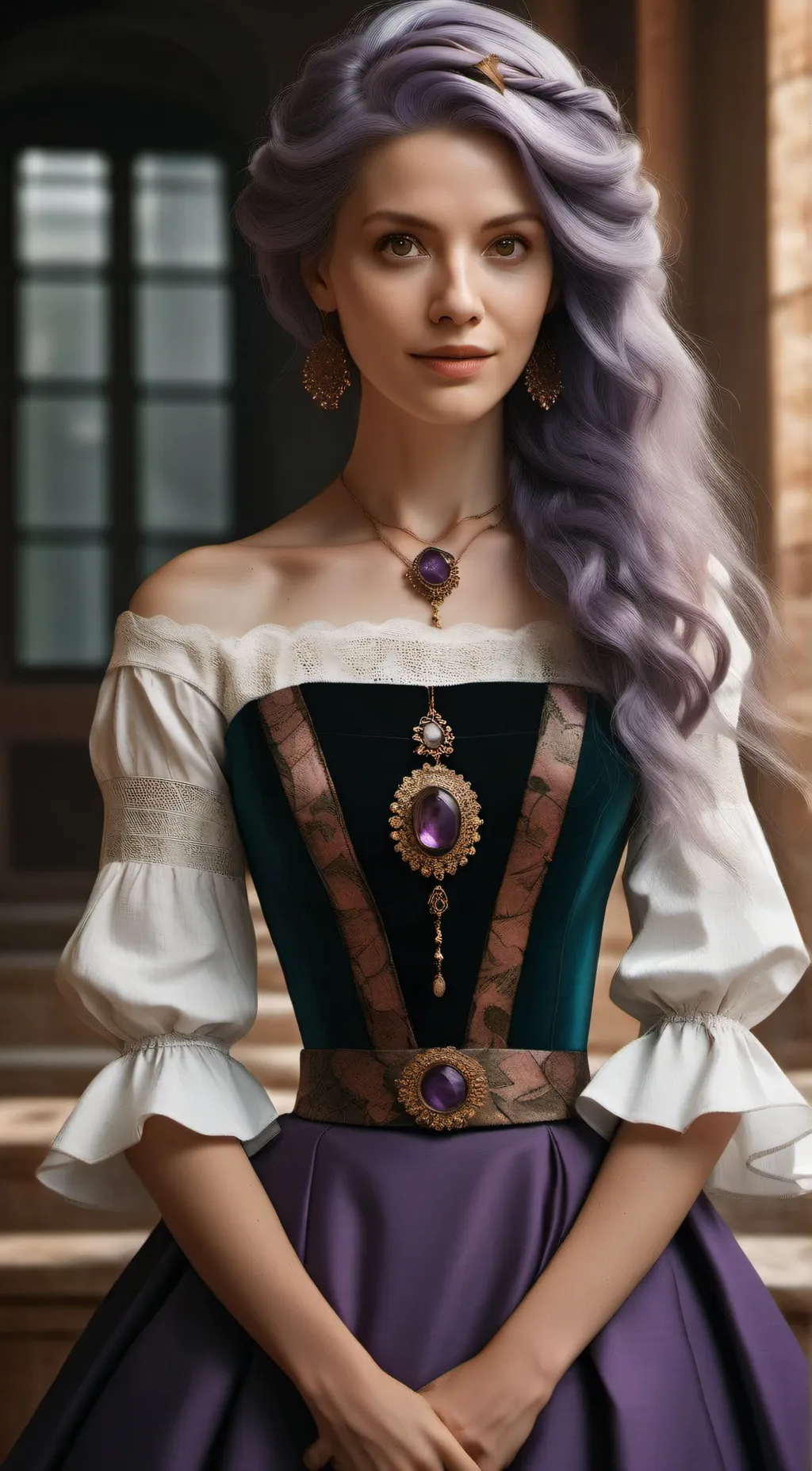 ai character: purple girl background