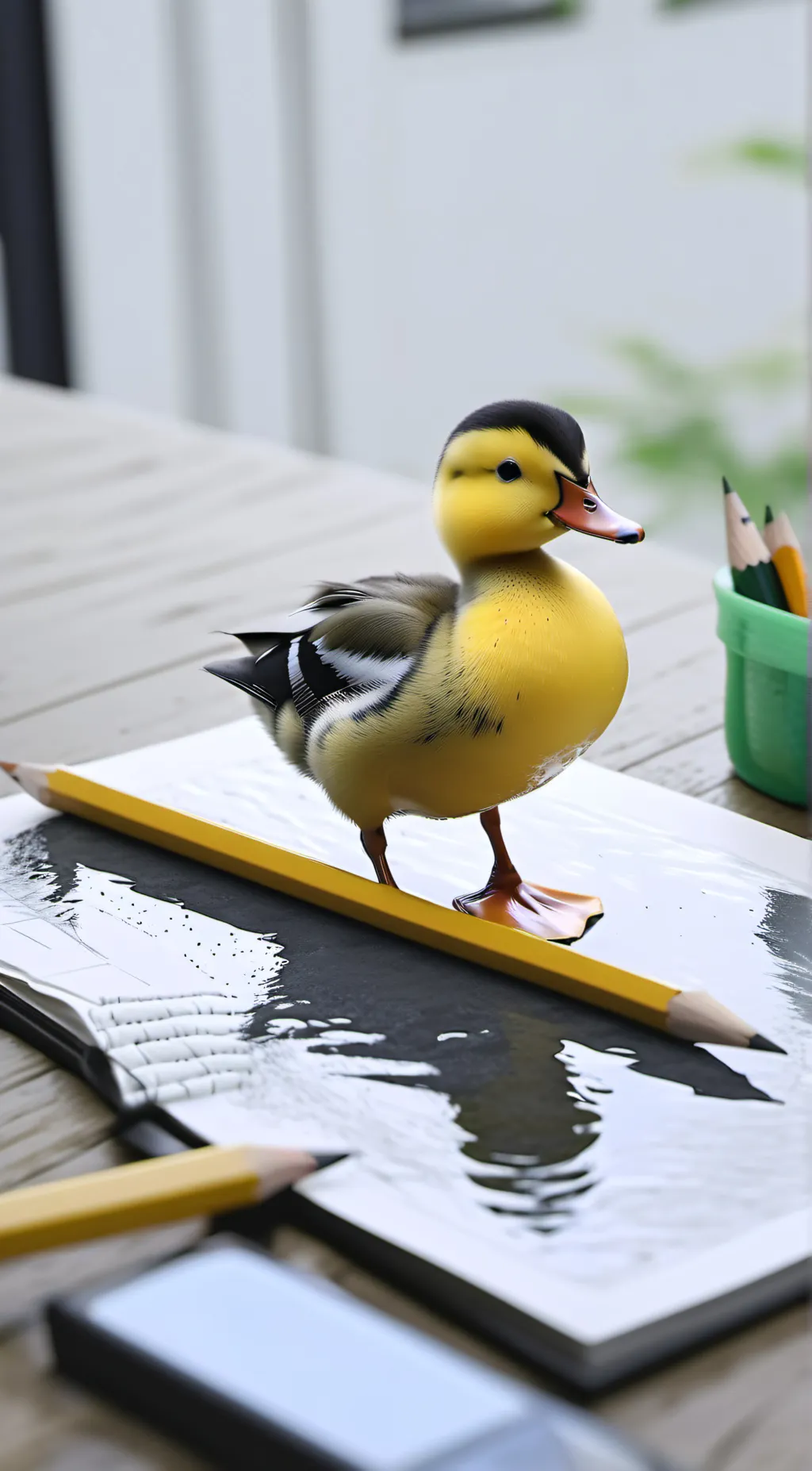 ai character: Mr Duck  background