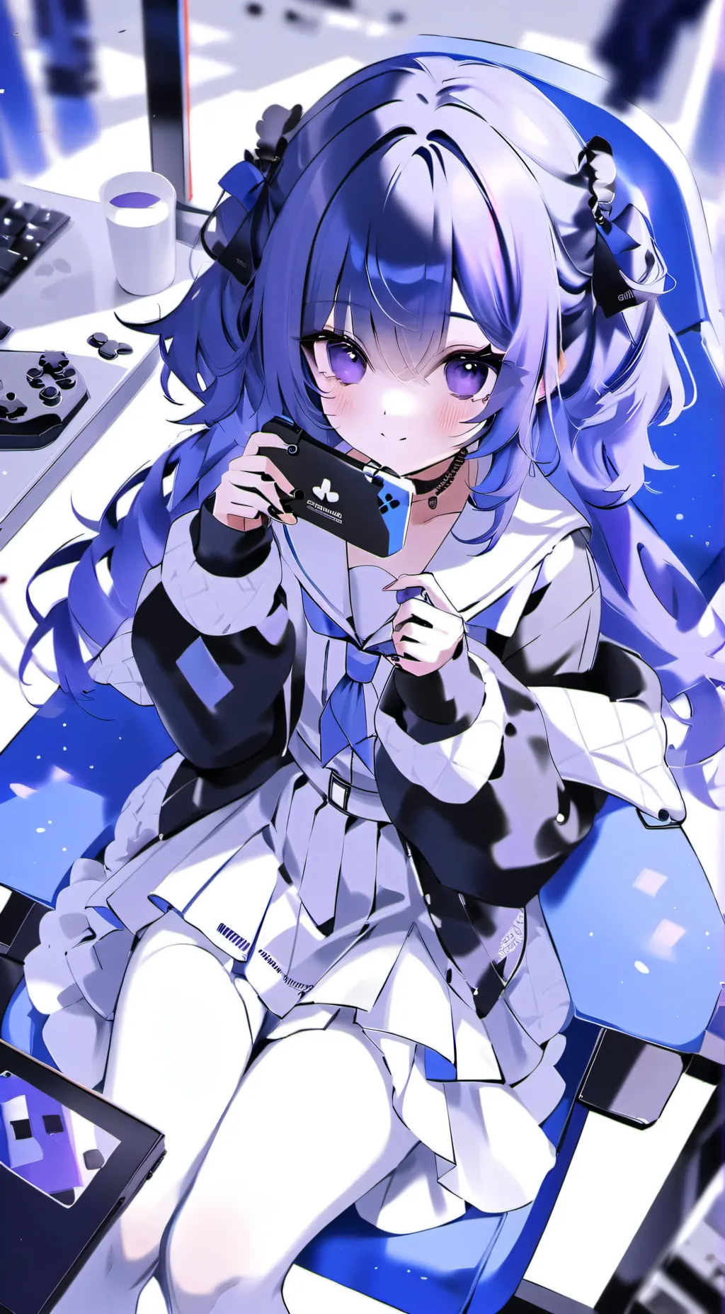 ai character: Violet background