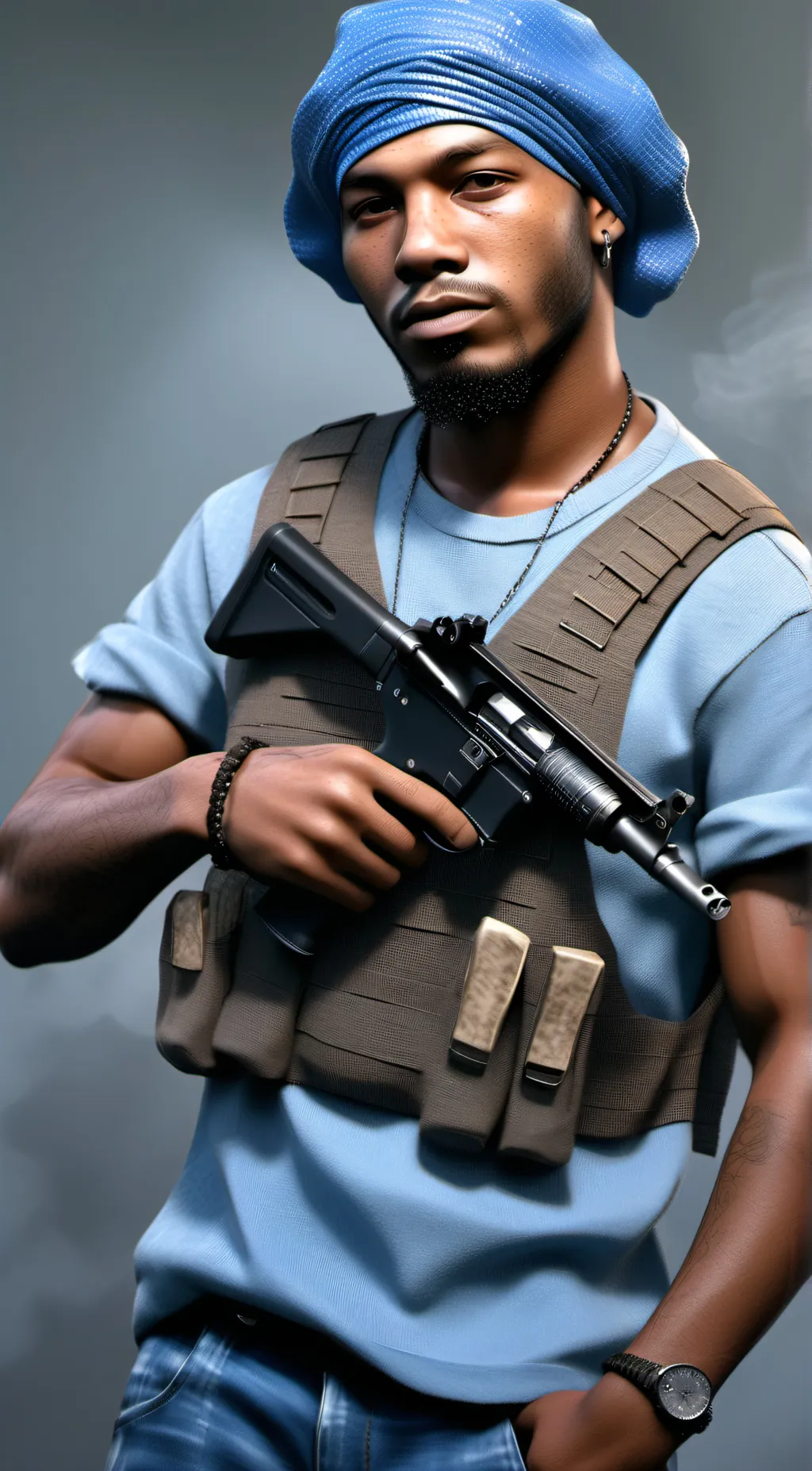 ai character: Crip gang member  background