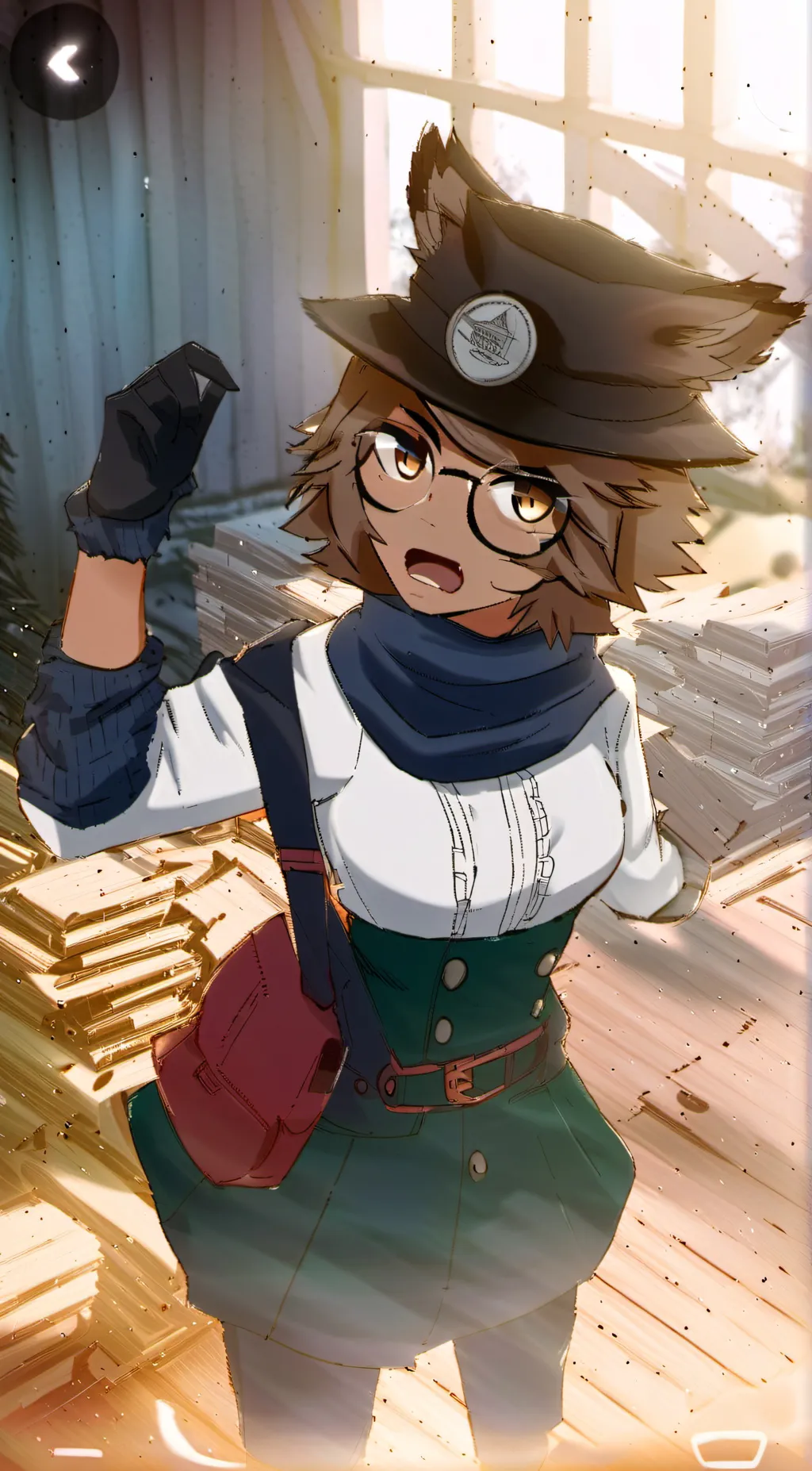 ai character: Brown background