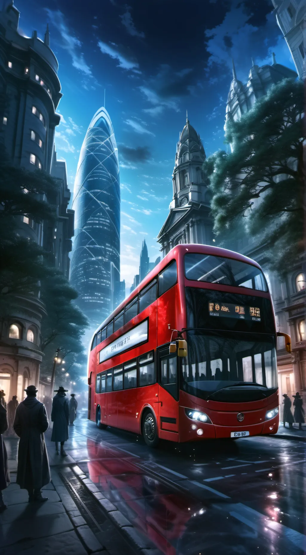 ai character: Double decker Bus background