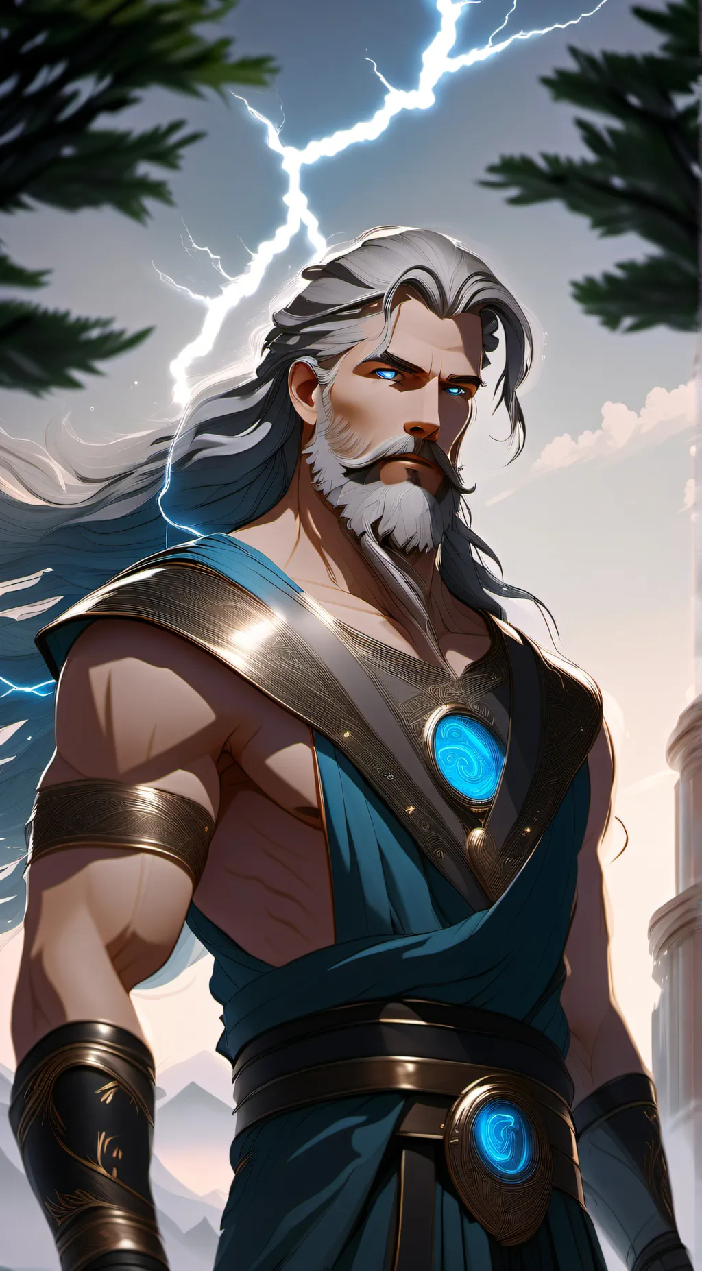 ai character: Zeus background