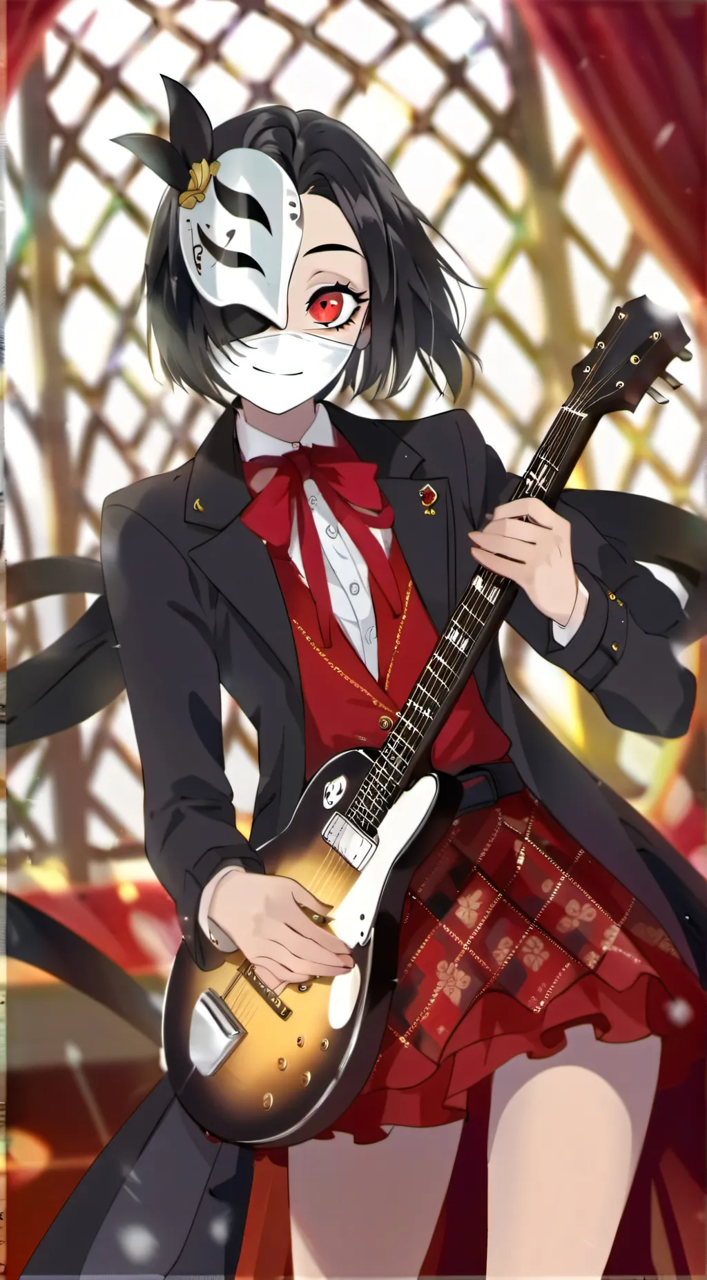 ai character: Lute. Hazbin background