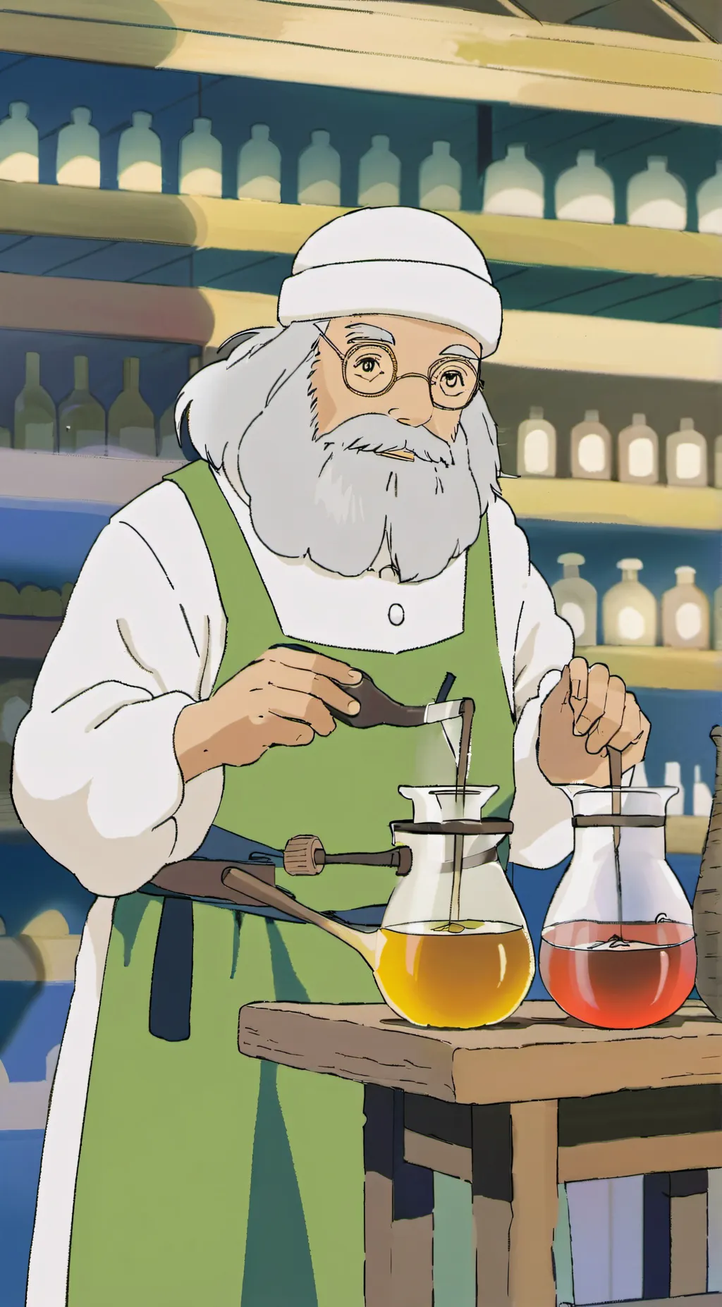 ai character: potion shop background