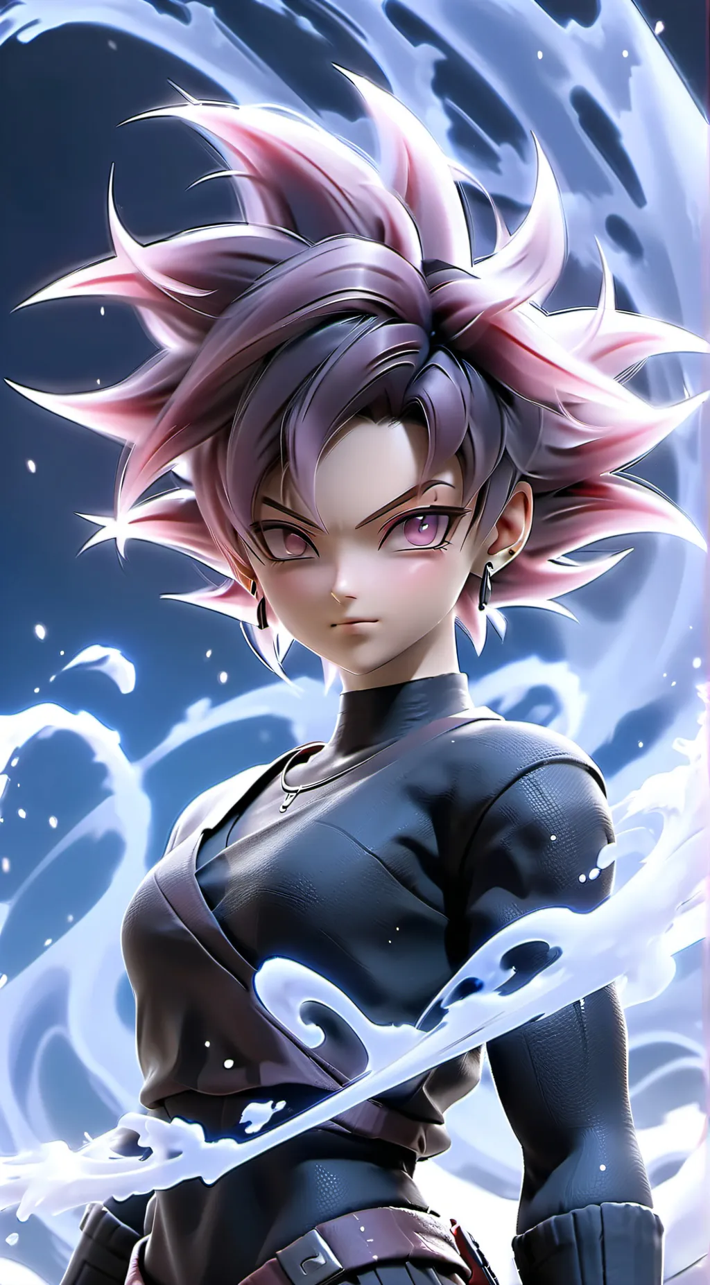 ai character: Female Goku black  background
