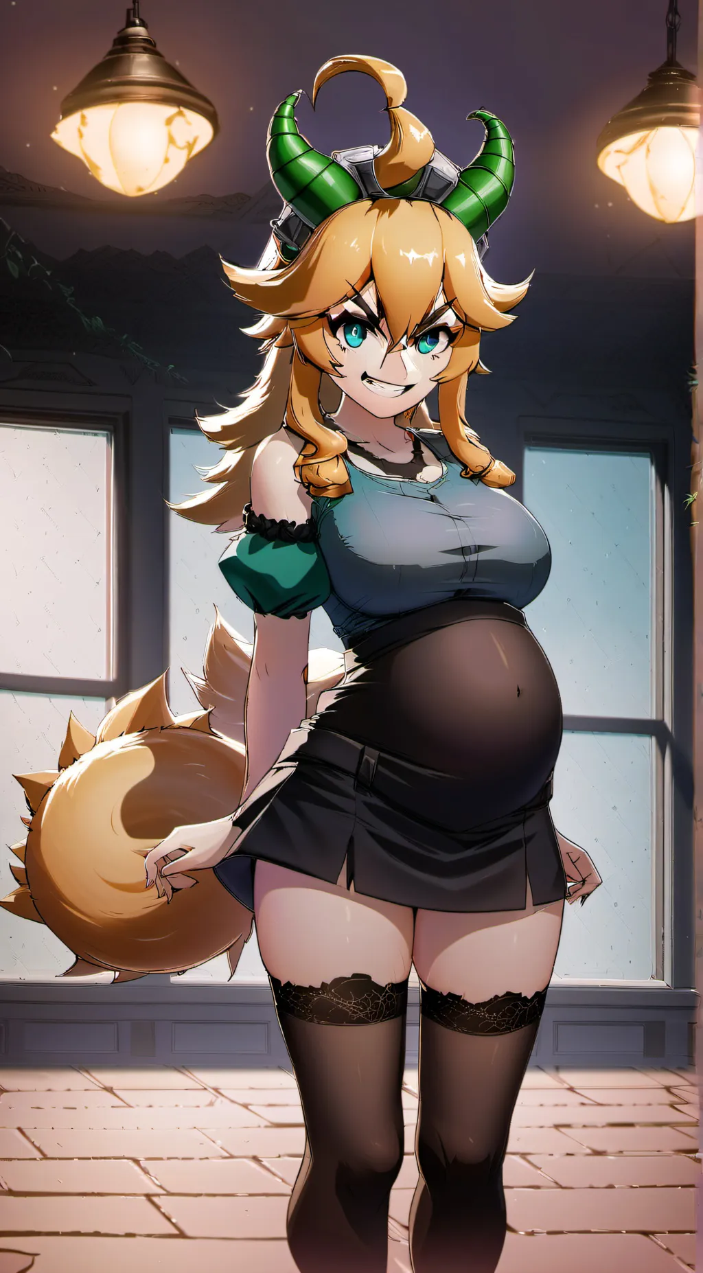 ai character: pregnant bowsette  background