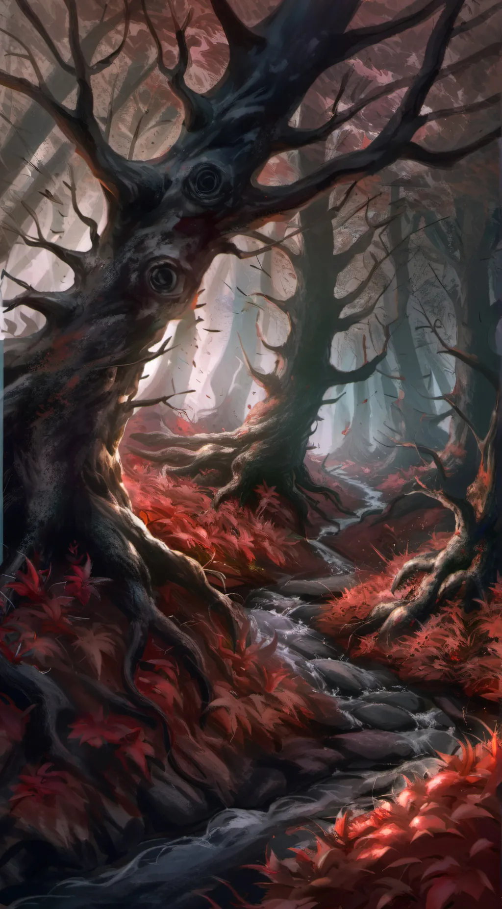 ai character: livening forest  background