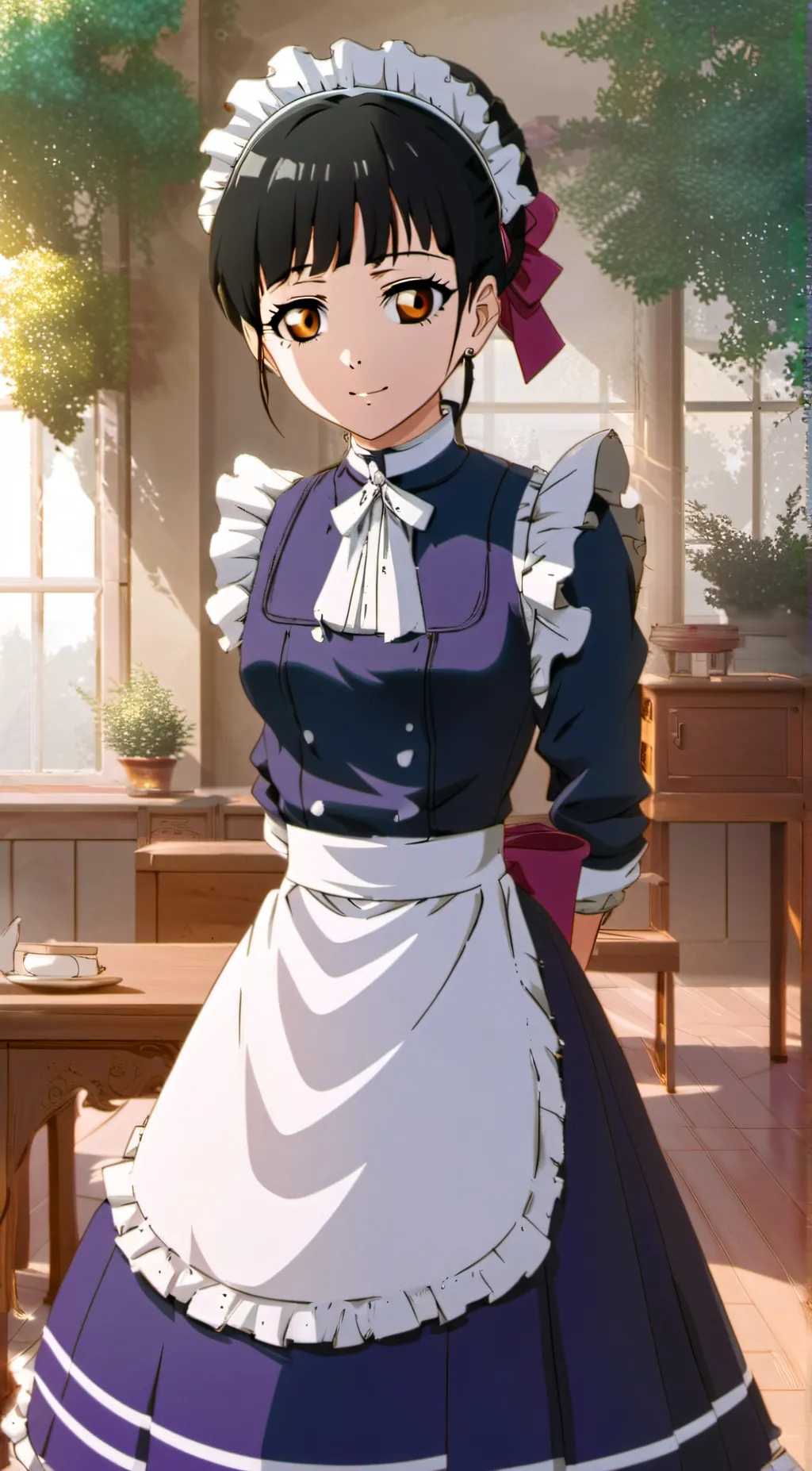 ai character: kanao maid dress background