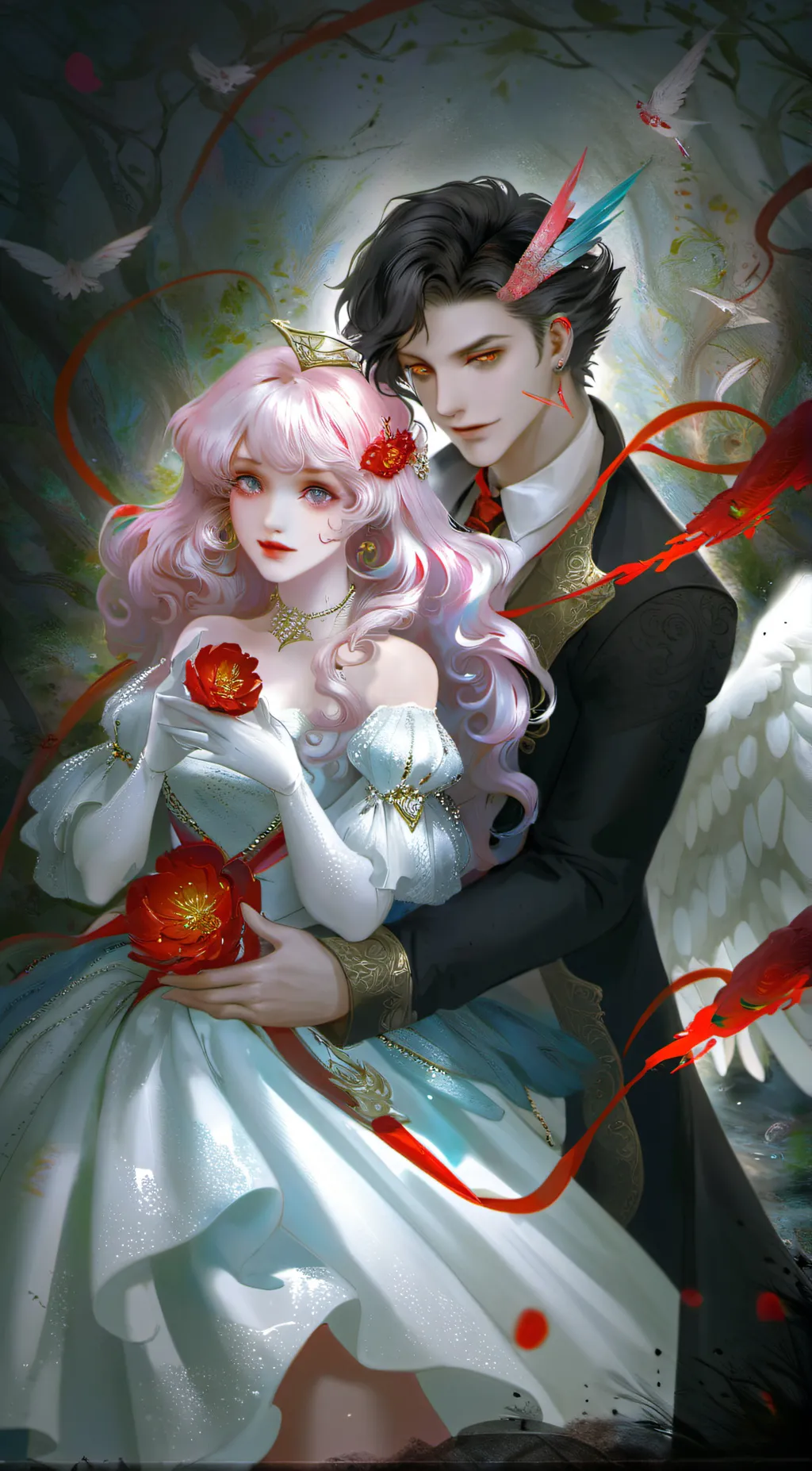 ai character: Live in leaf background