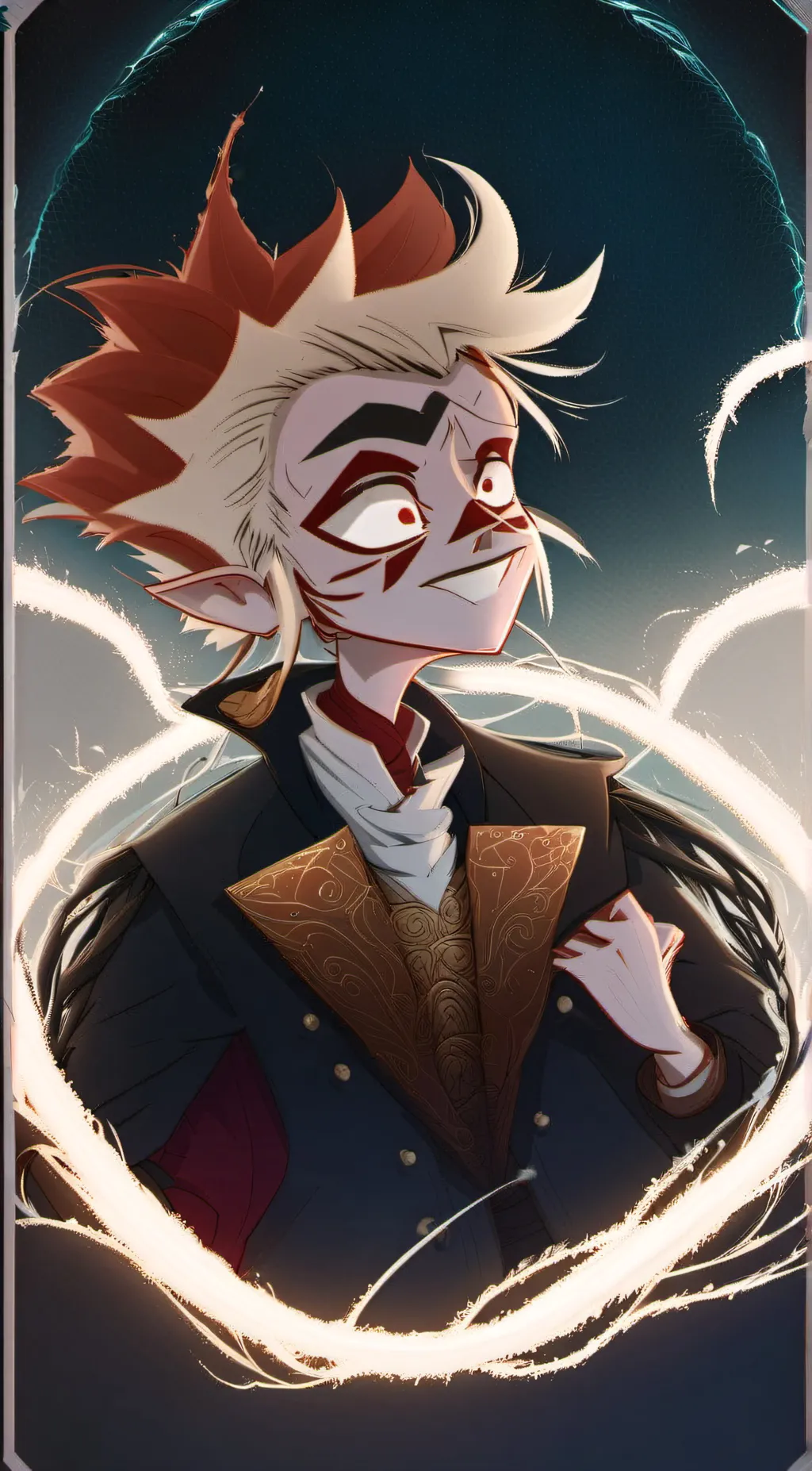 ai character: Radioapple sad v background