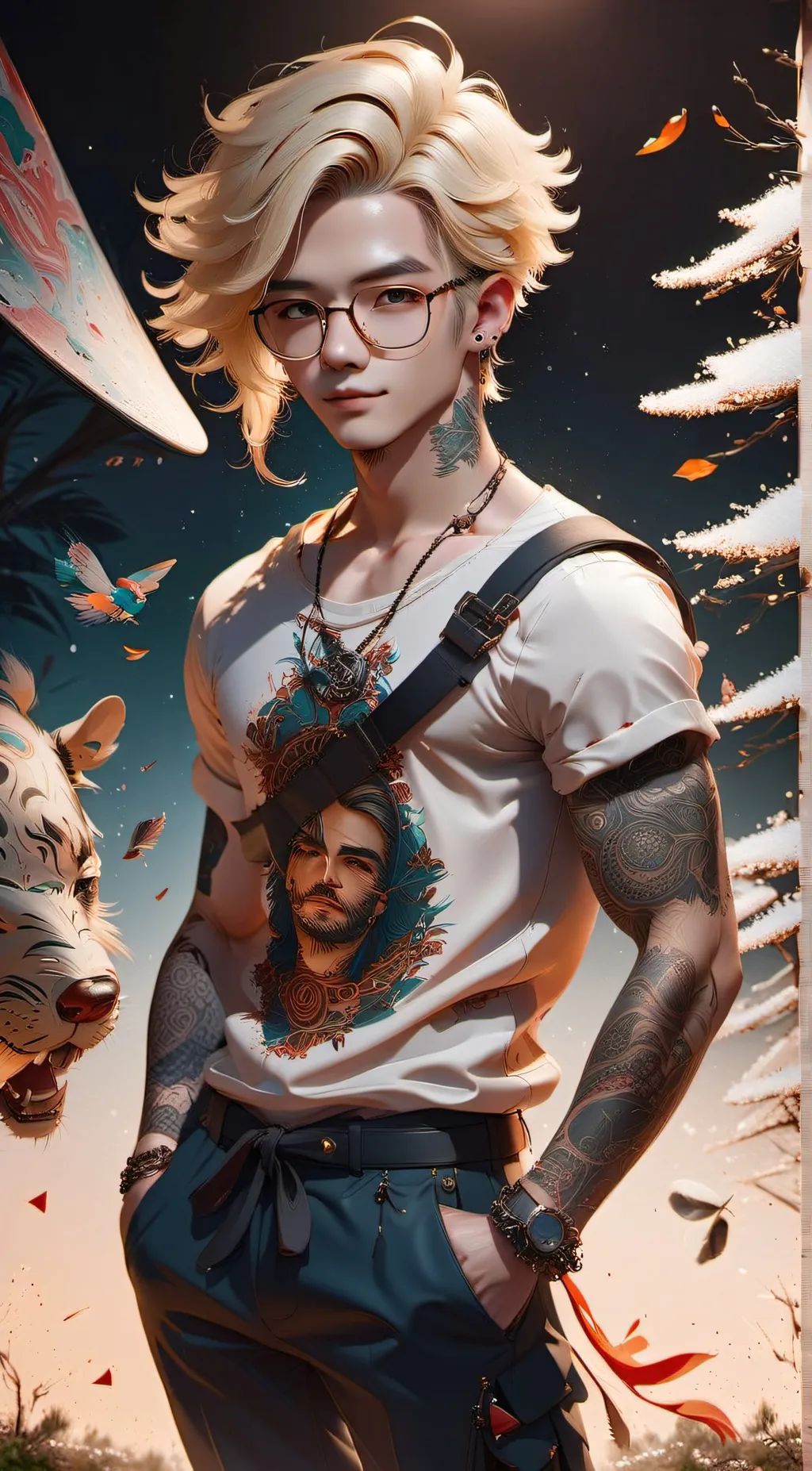 ai character: Tray background