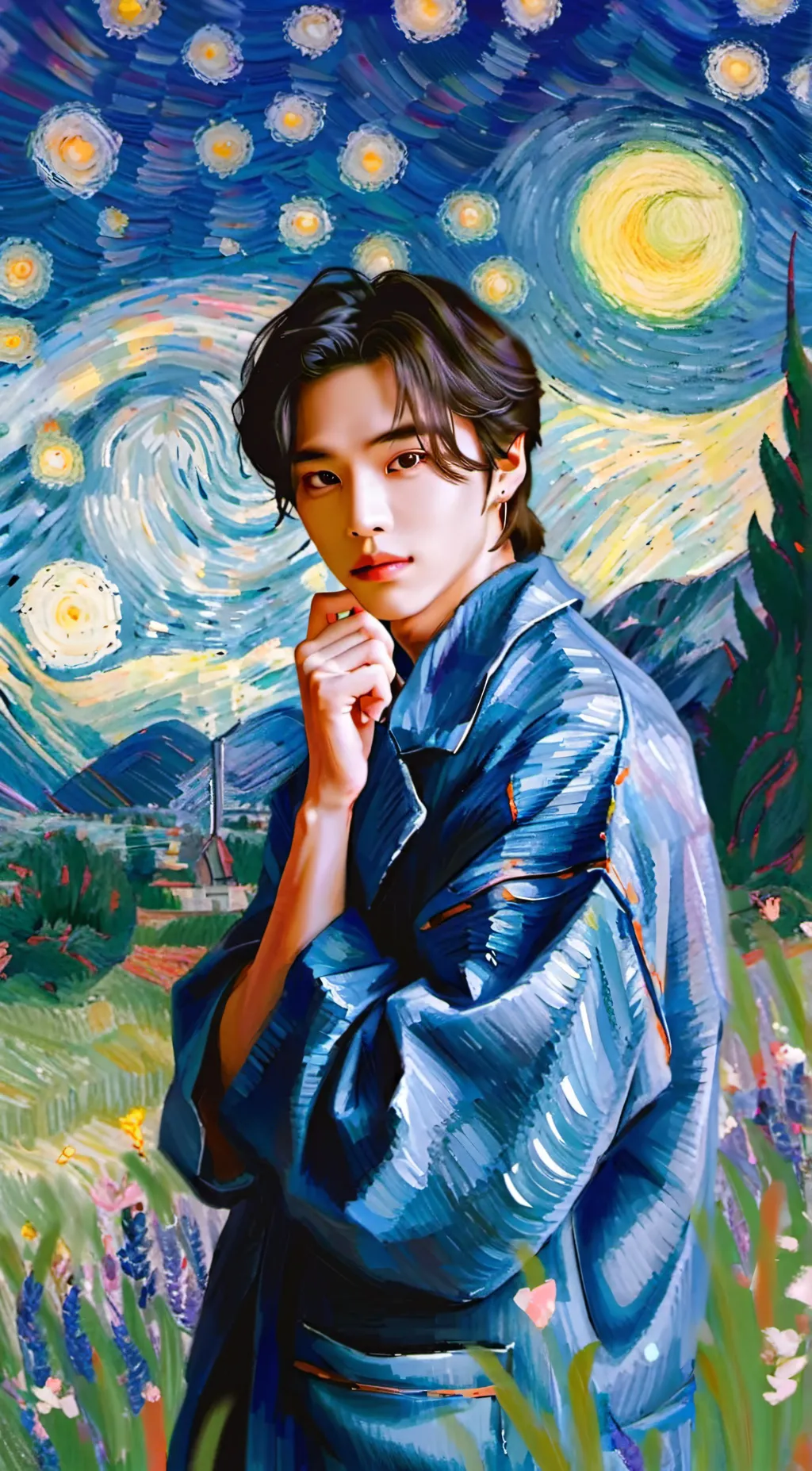 ai character: Hyunjin (SKZ) background