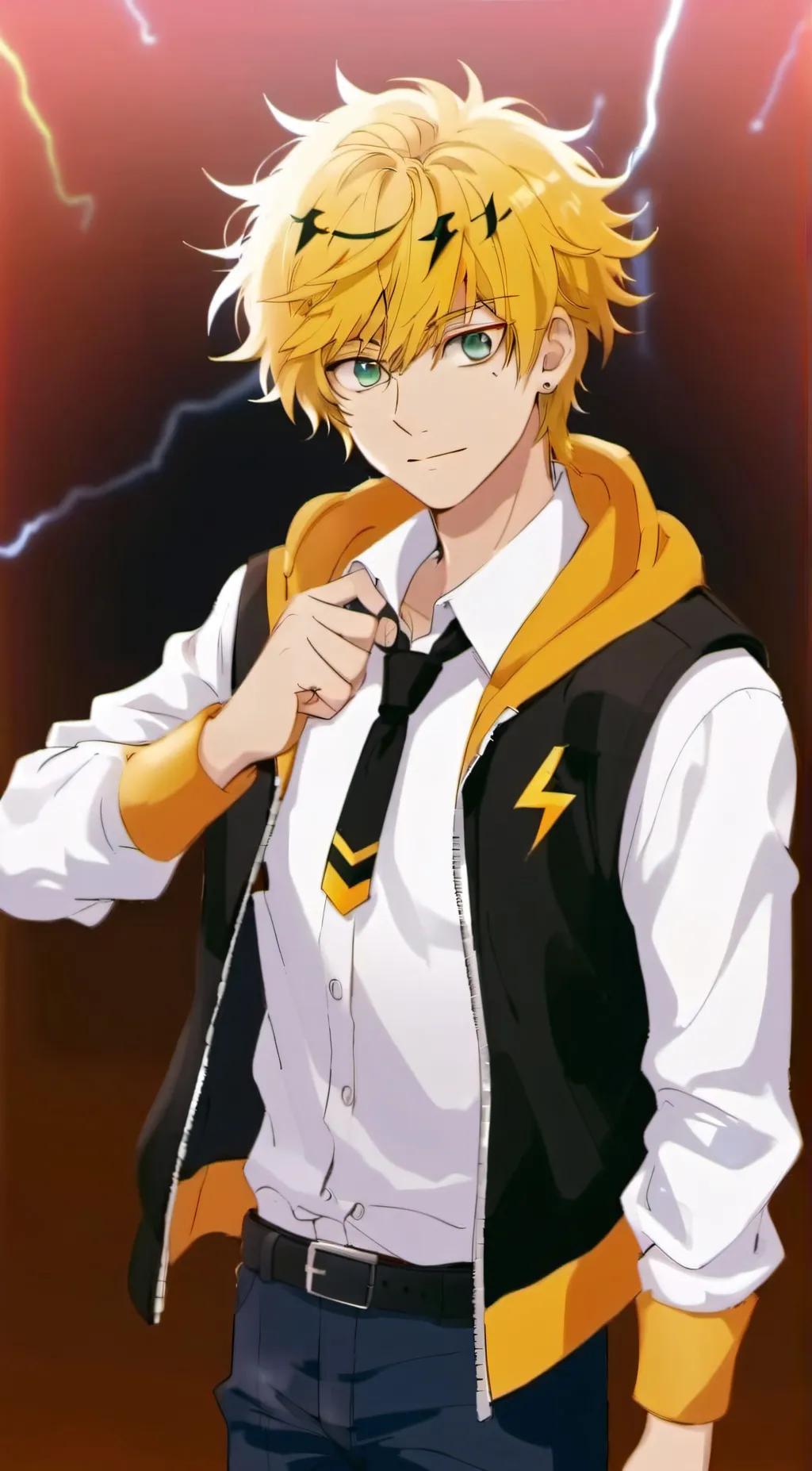 ai character: Denki Kaminari  background