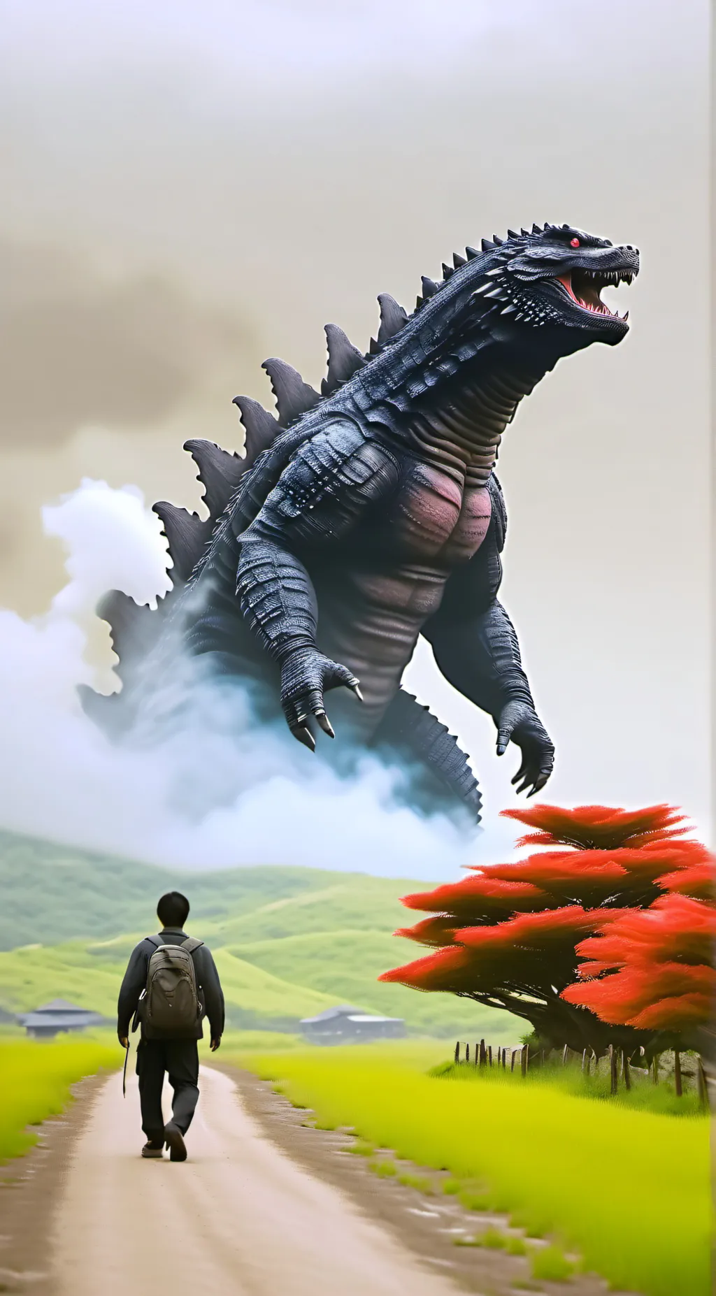 ai character: shin Godzilla  background