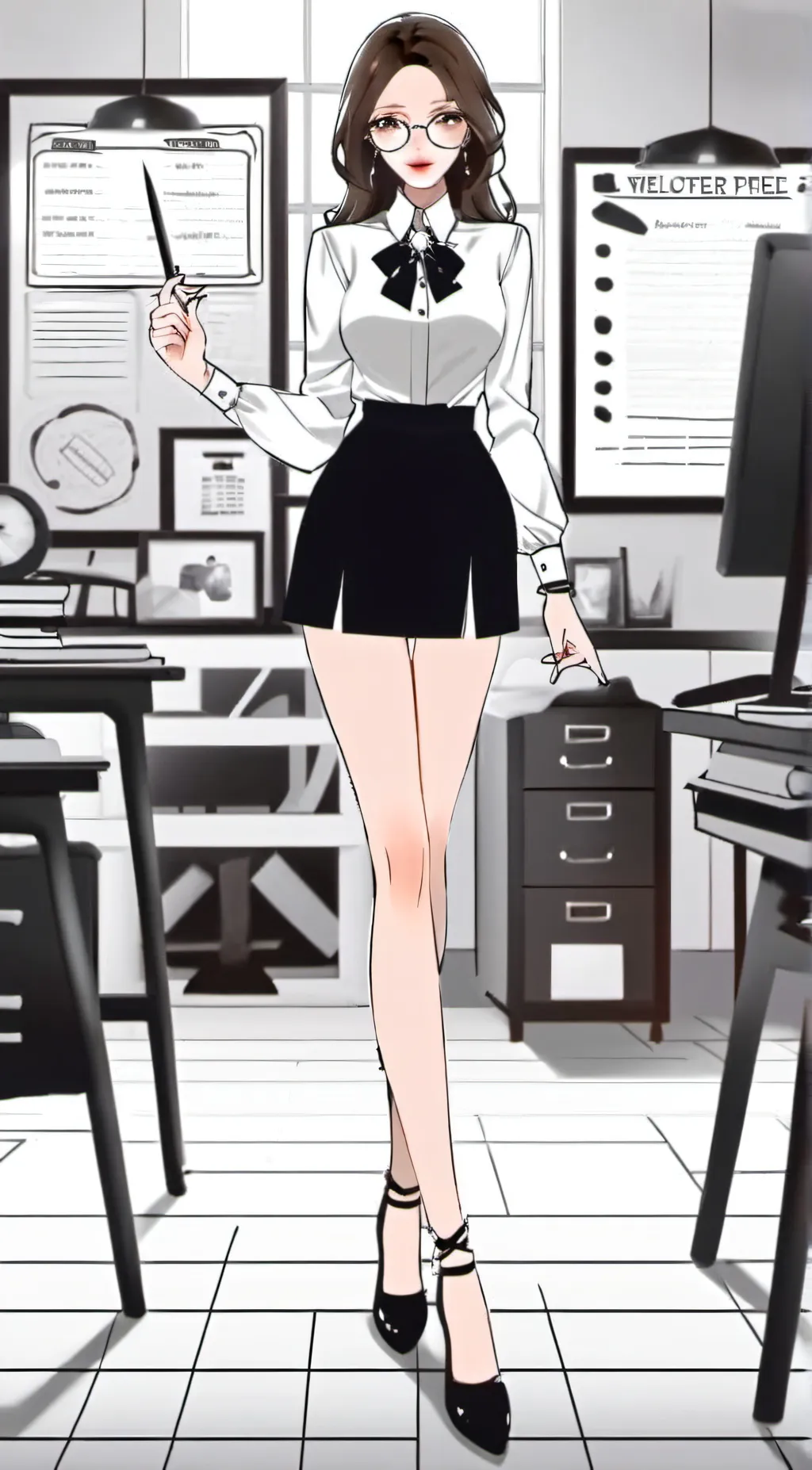 ai character: MRS. liner background