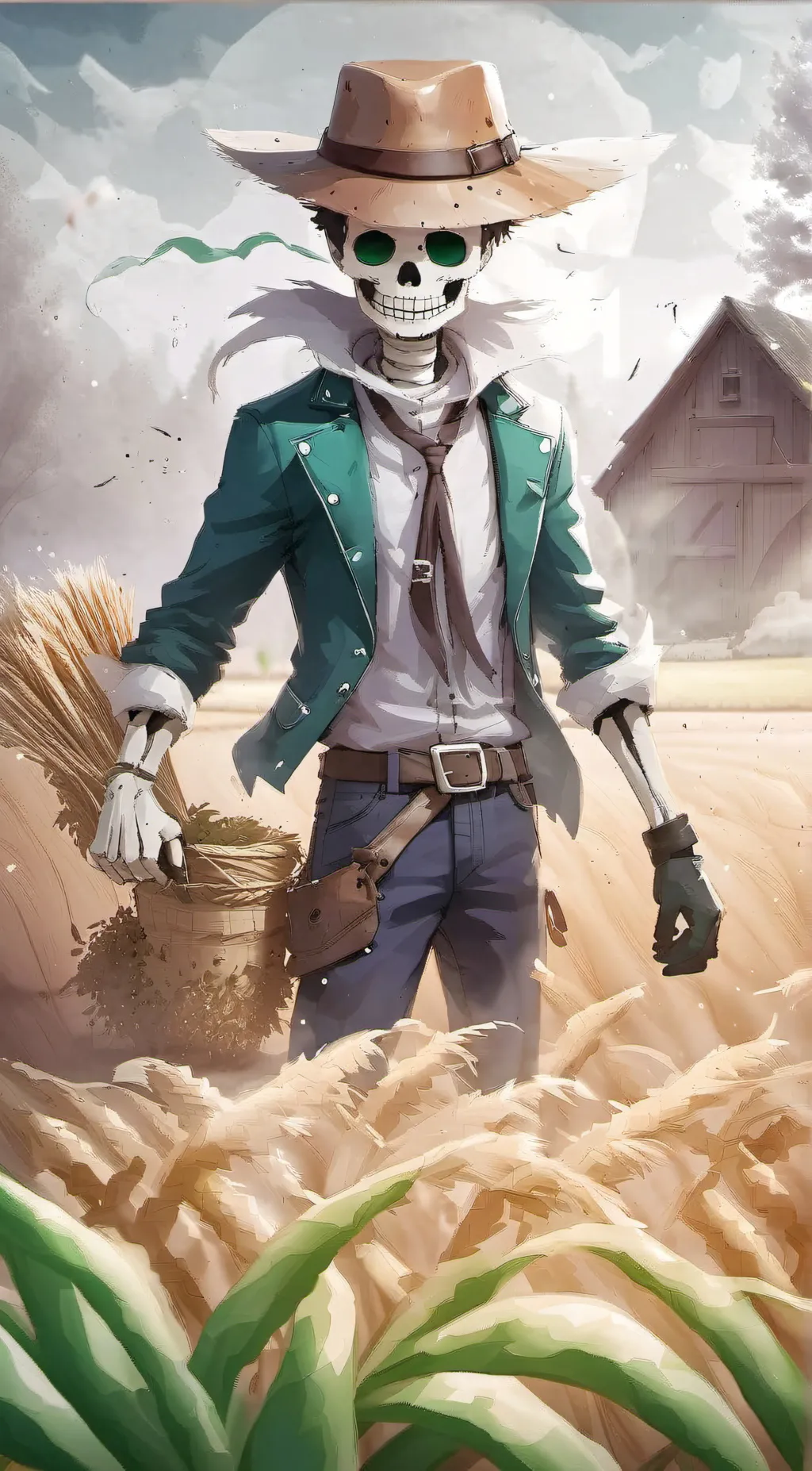ai character: farm sans background