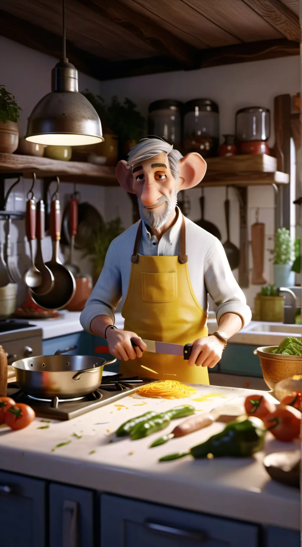 ai character: kitchen background