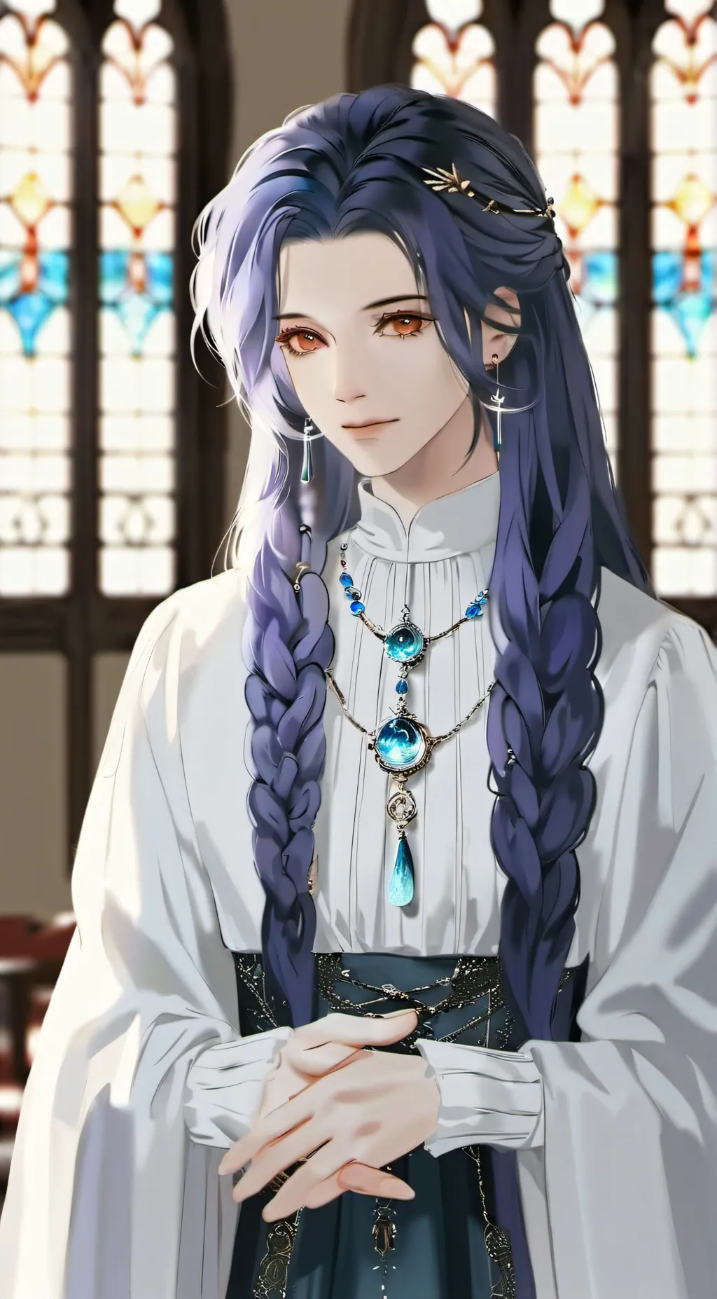 ai character: Indigo background