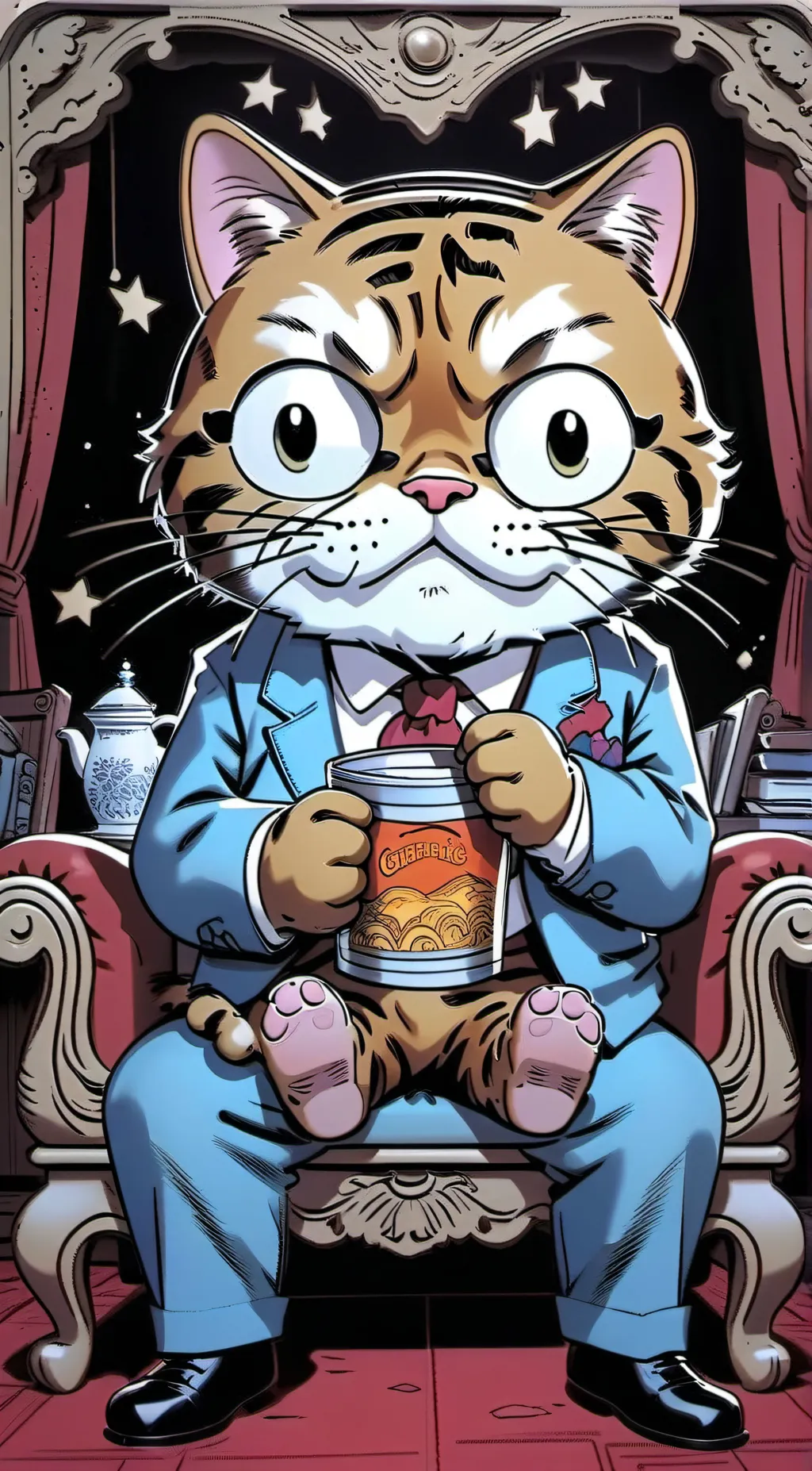 ai character: Garfield  background