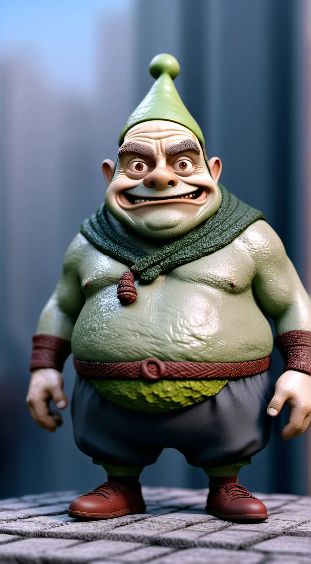 ai character: Goofy green bean background