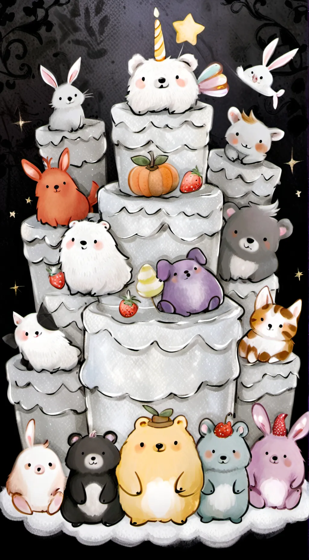 ai character: Smiling critters background