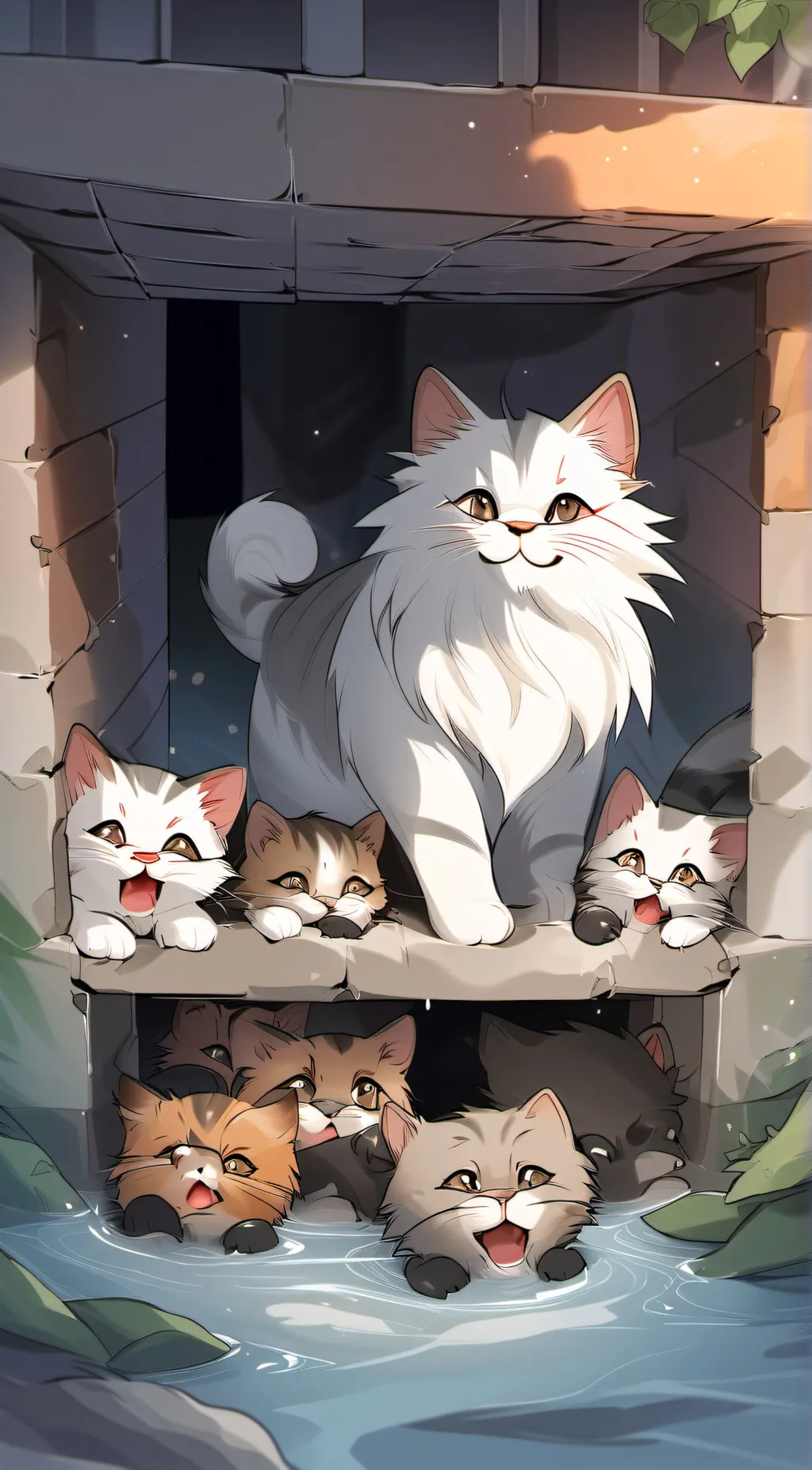 ai character: Seven kittens background