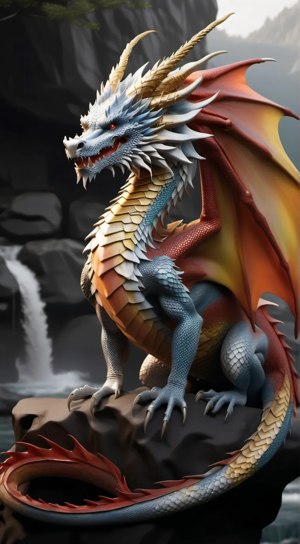 ai character: rainbow jurassic  background