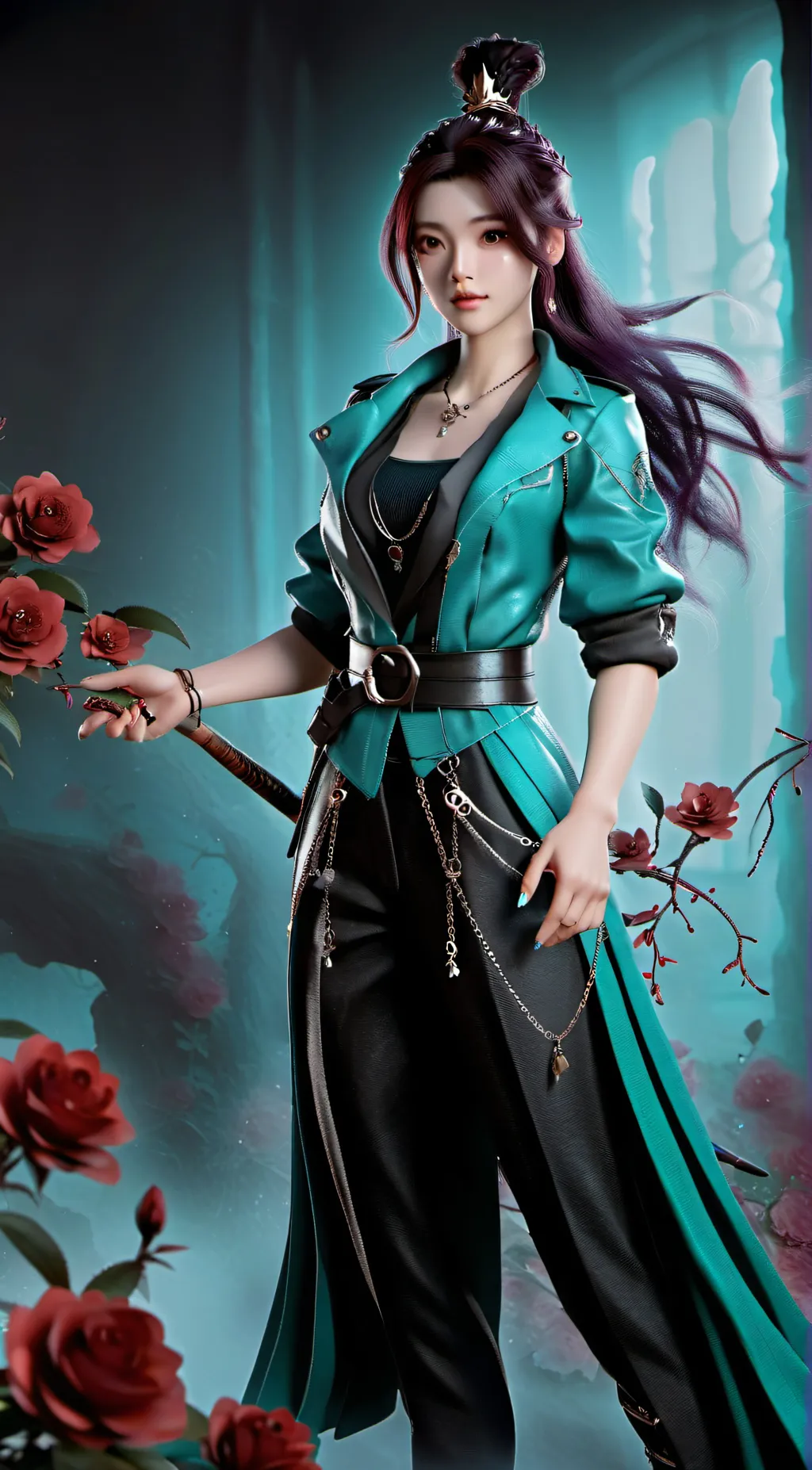 ai character: rose background