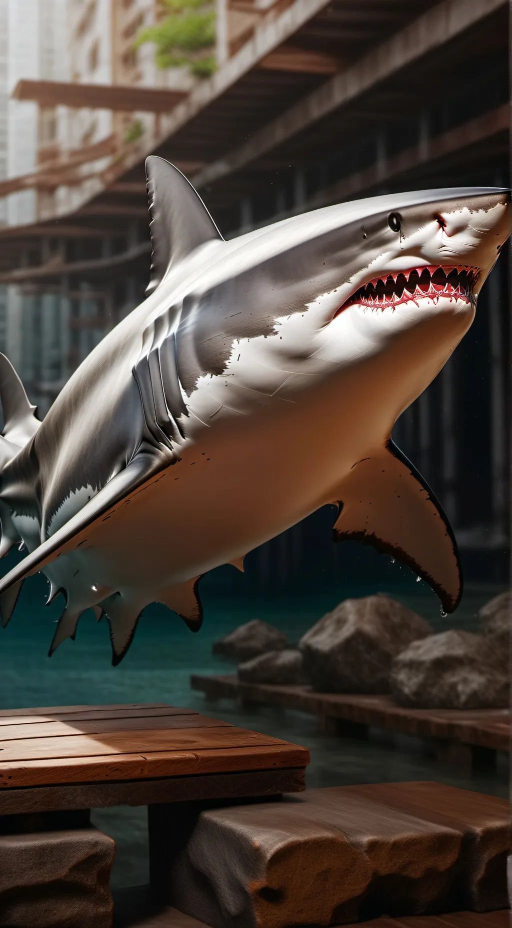 ai character: Shark attack background