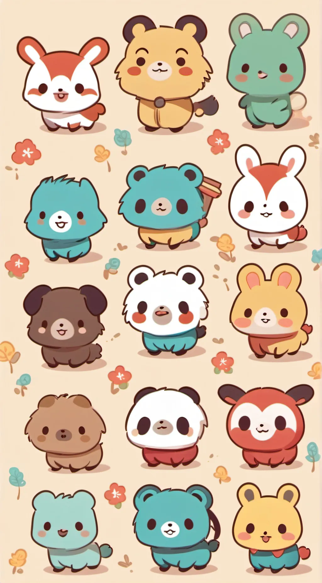 ai character: Smiling critters background
