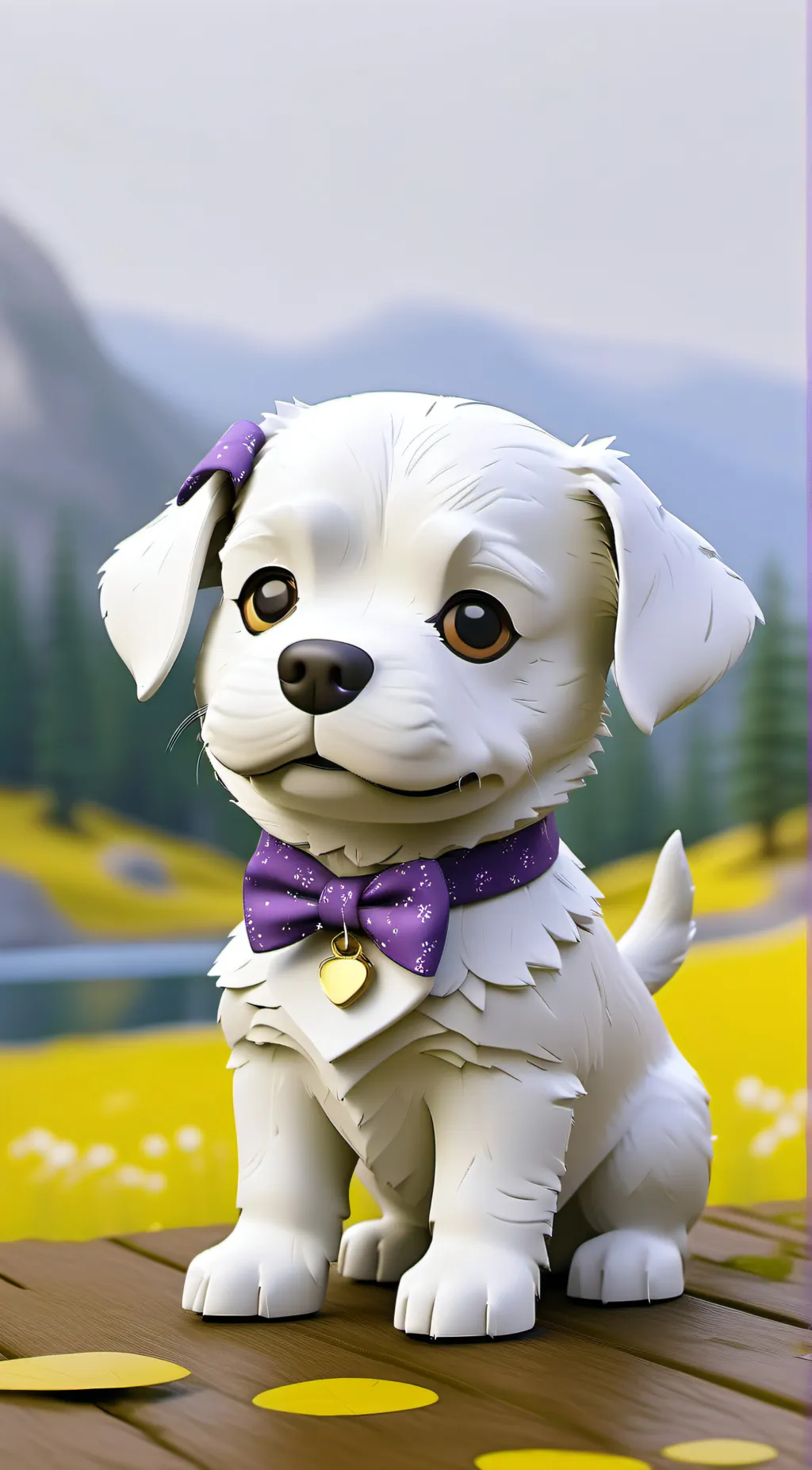 ai character: •Purple PUPPY• background