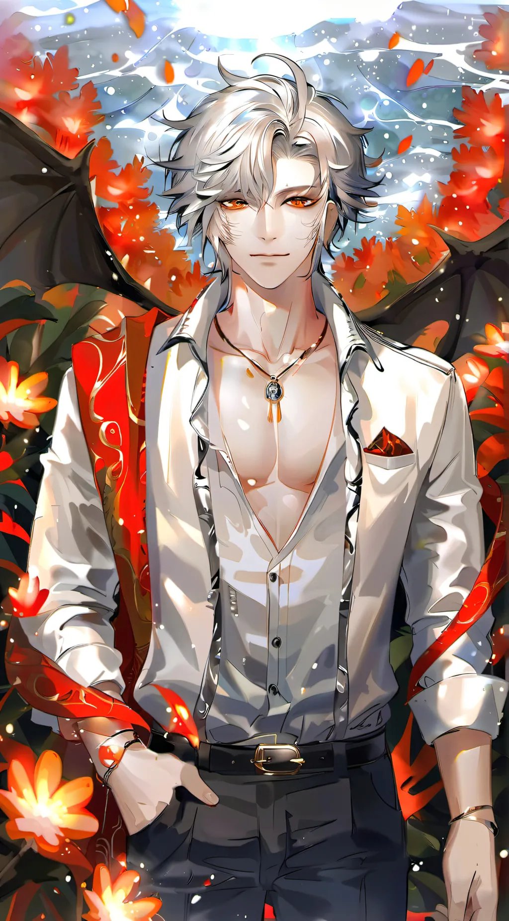 ai character: Red background