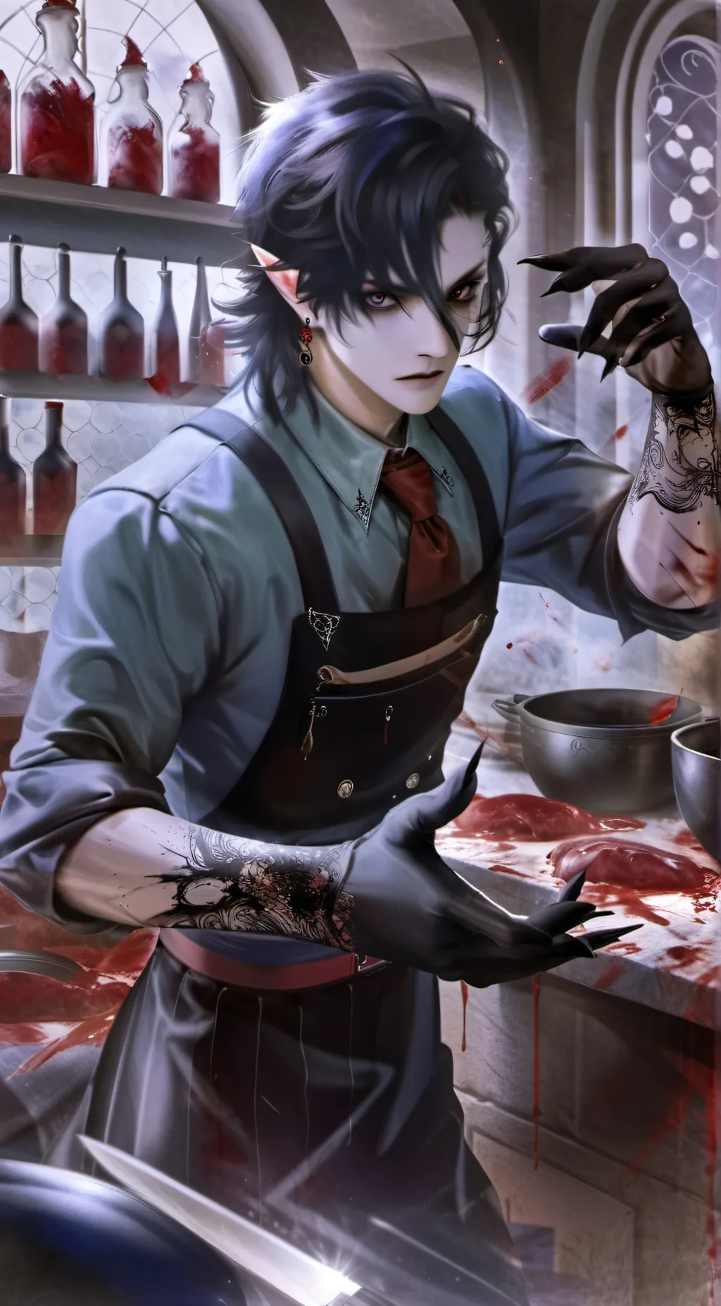 ai character: butcher  background