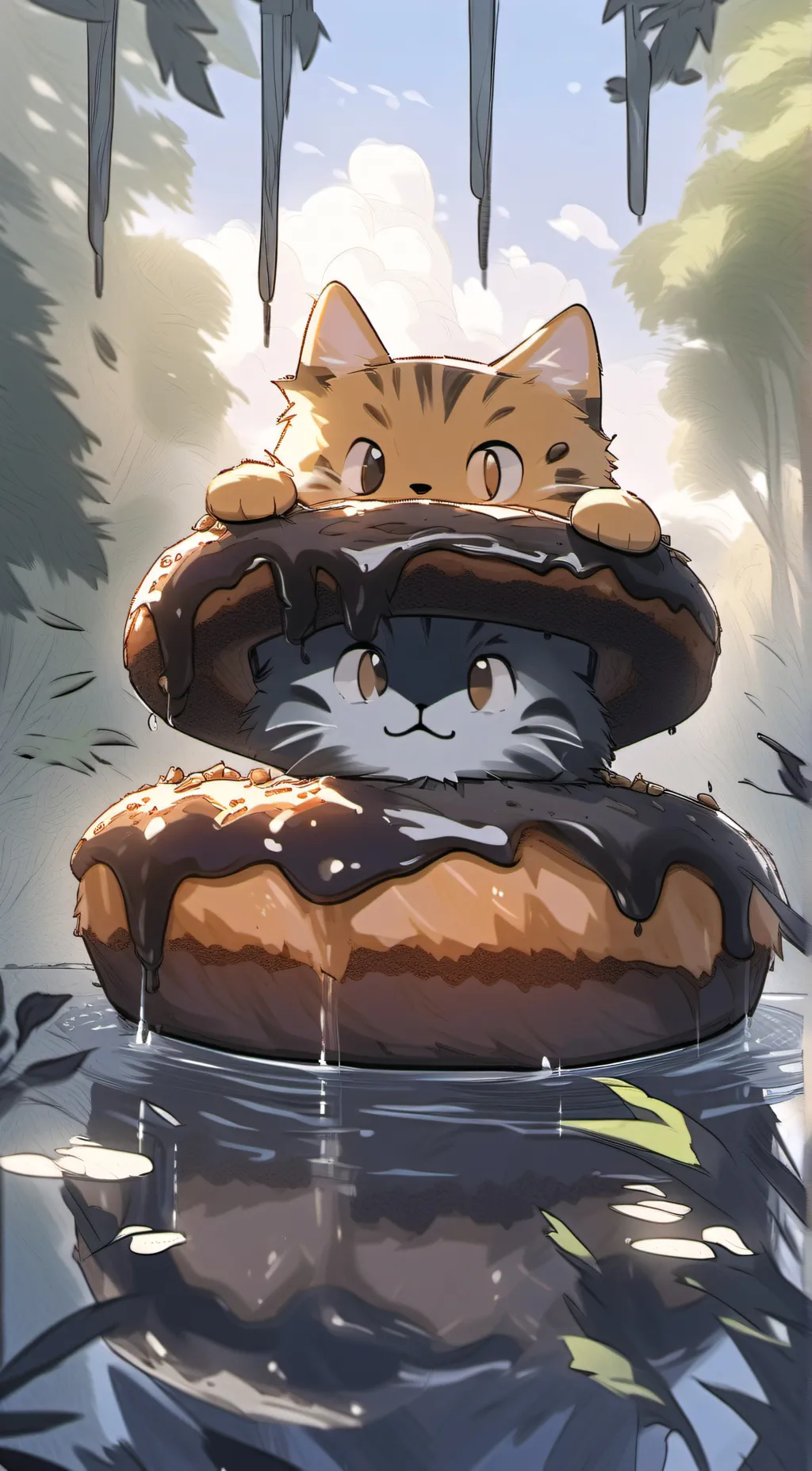 ai character: two donut kittys background