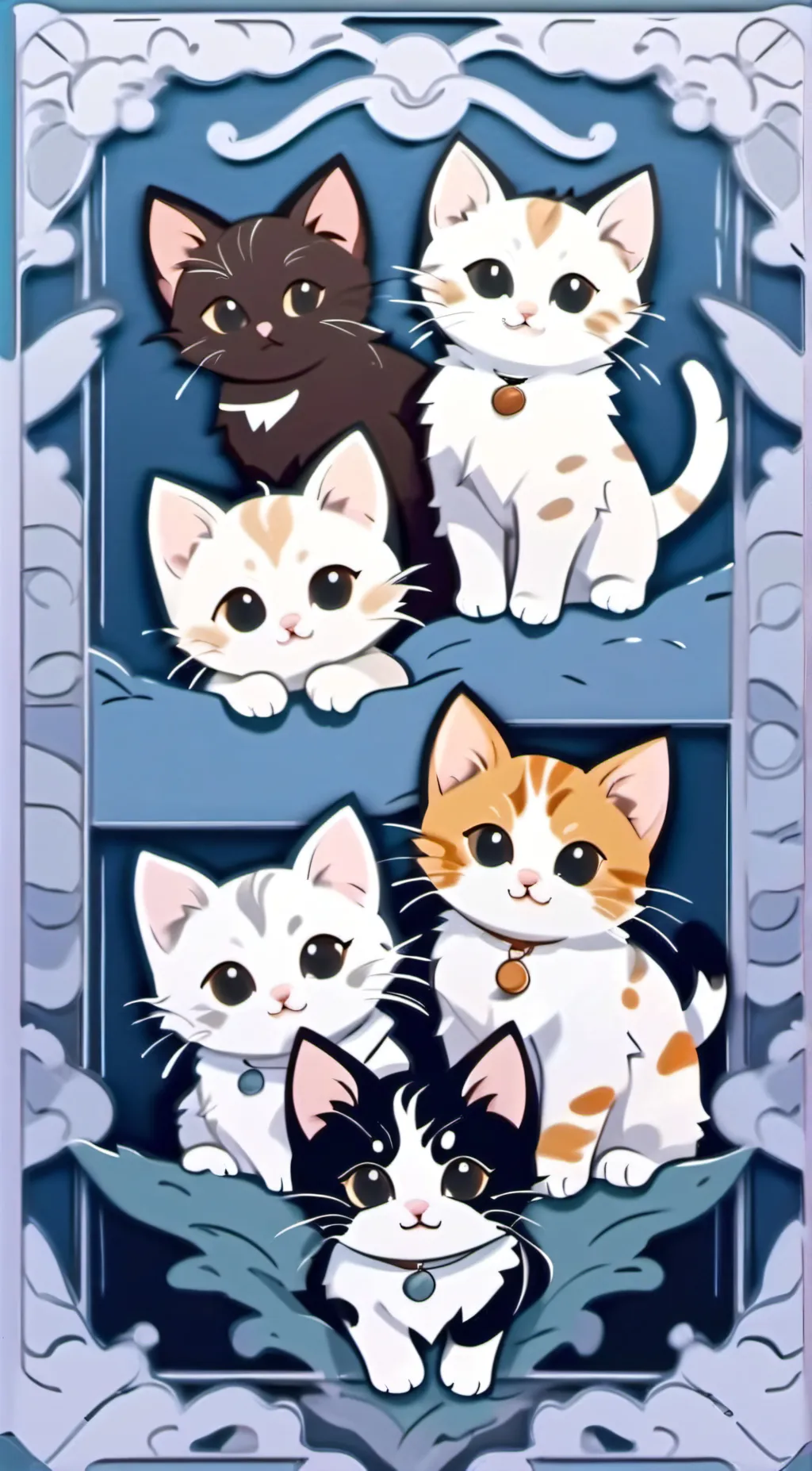 ai character: 6 kittens background