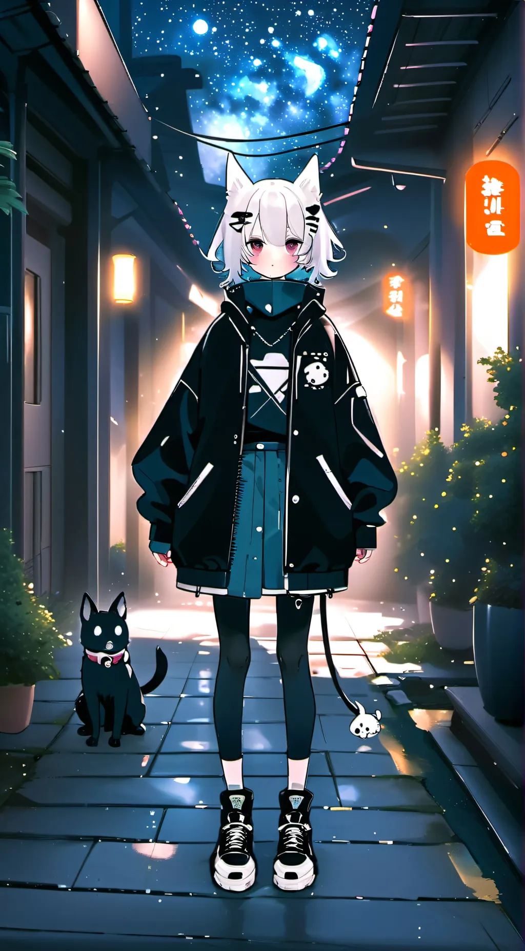 ai character: Lunaria Eclipsecat background