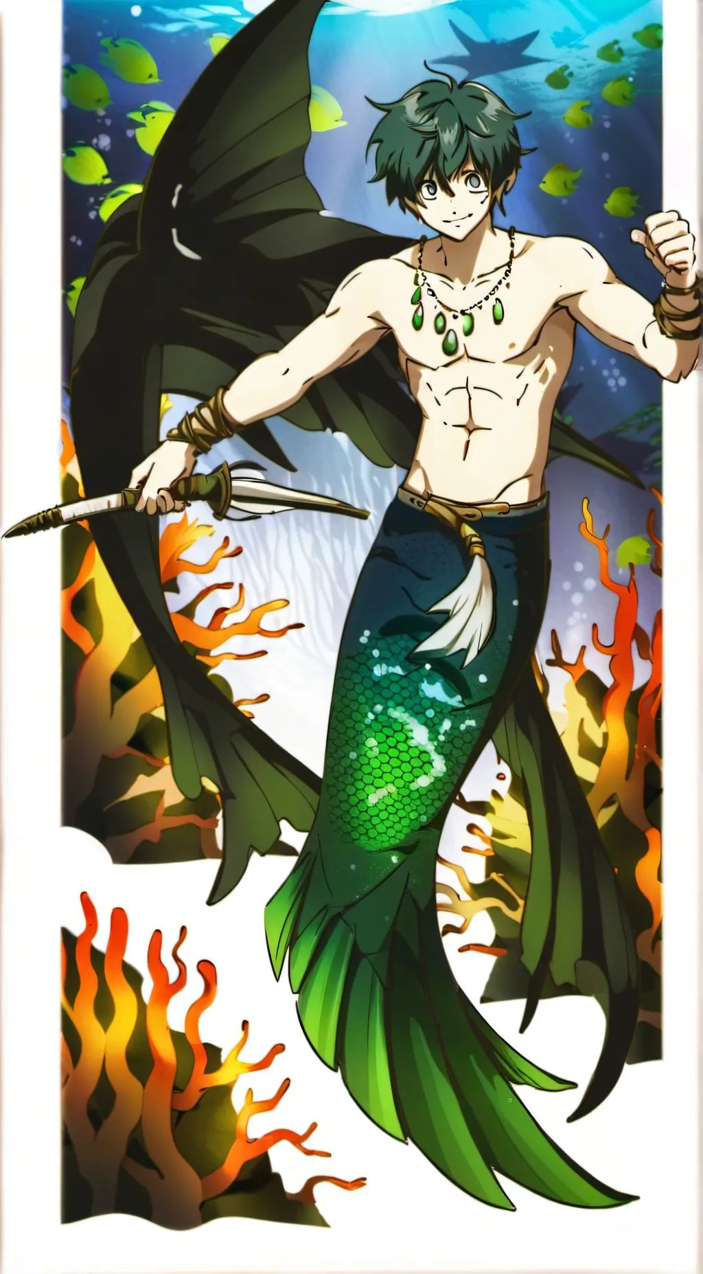ai character: Merman Deku  background