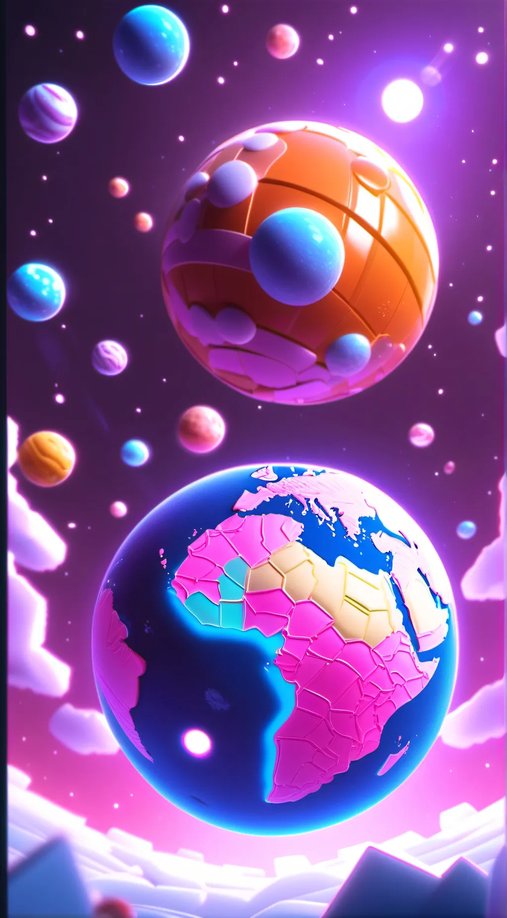 ai character: solar balls background