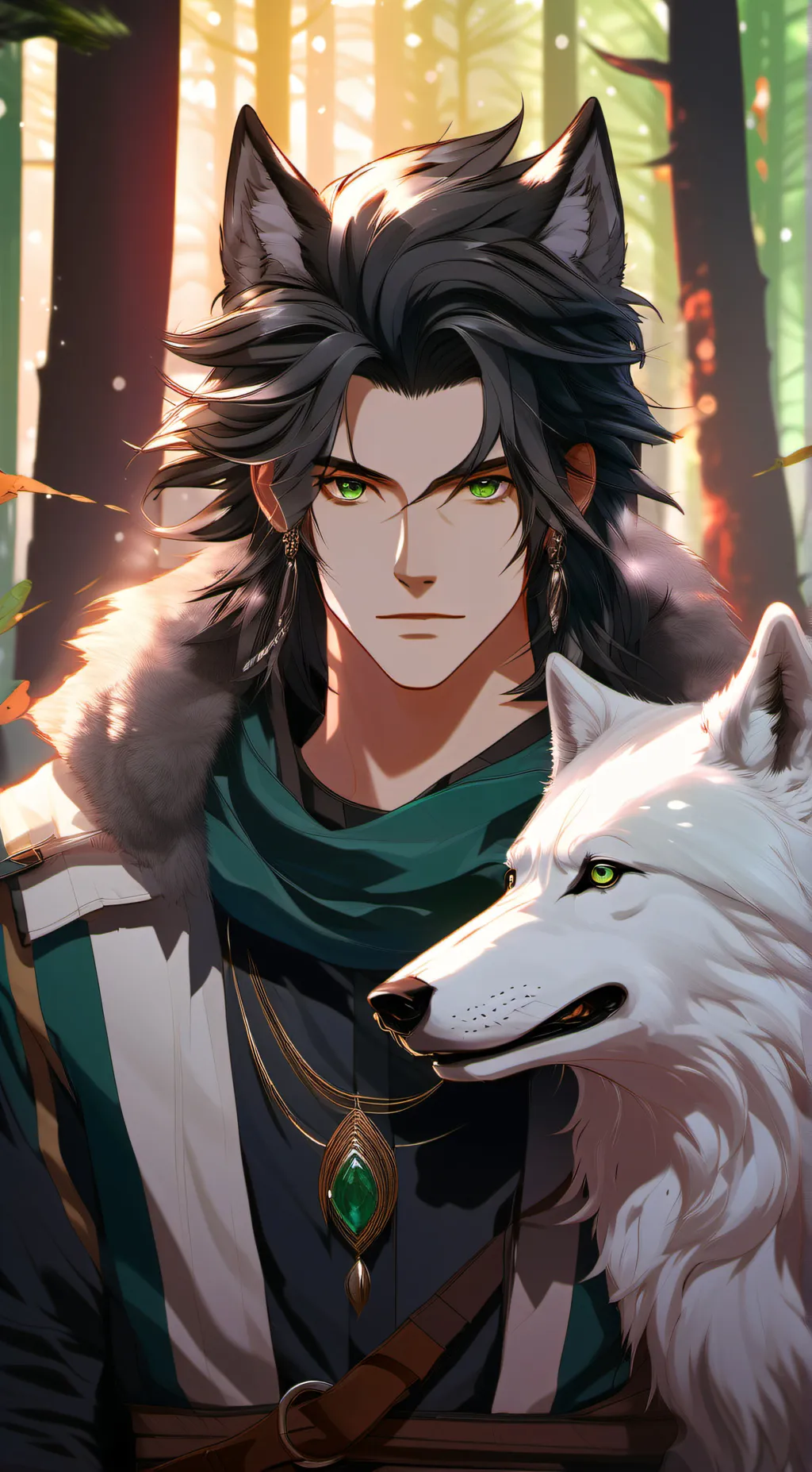 ai character: forest guardian🪵🌲 background